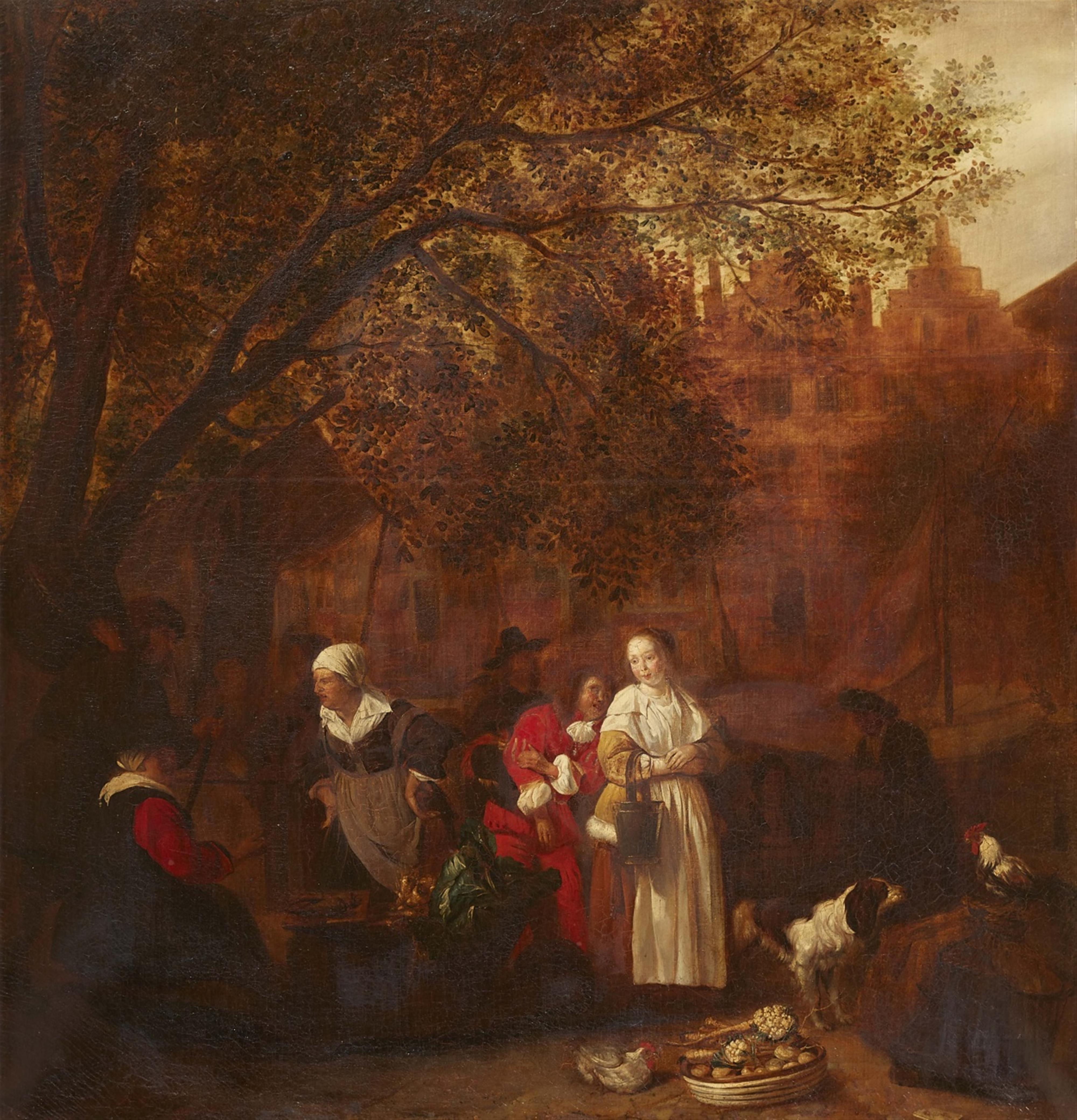 Netherlandish School 17th century - Market Scene Beneath a Tree - image-1