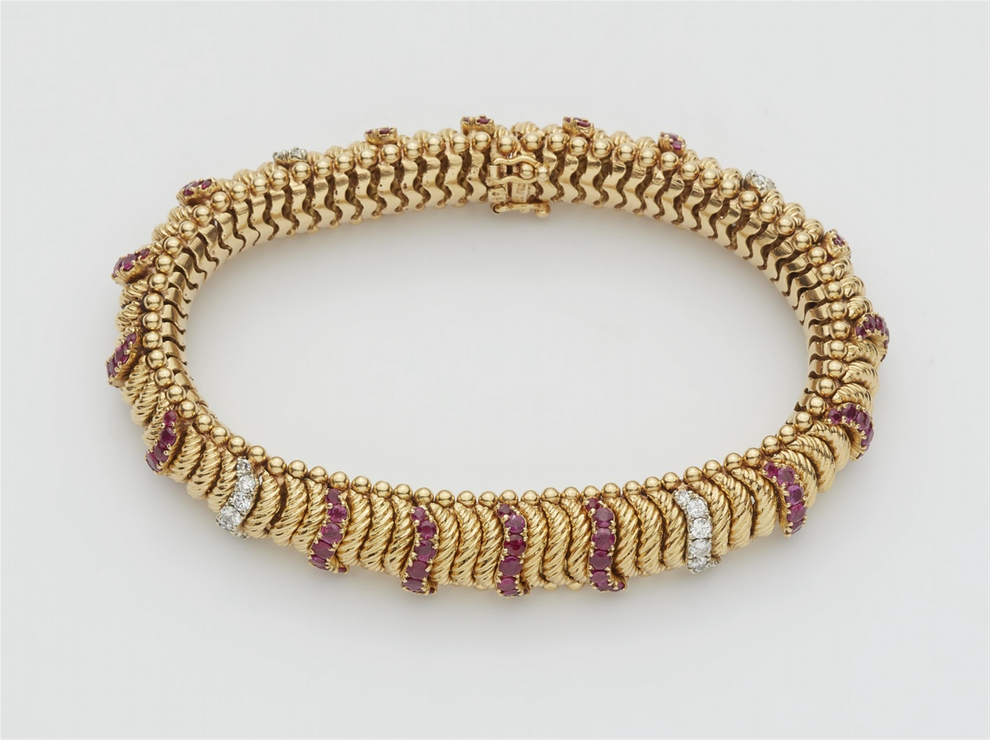 An 18k gold, ruby, and diamond bracelet - image-1