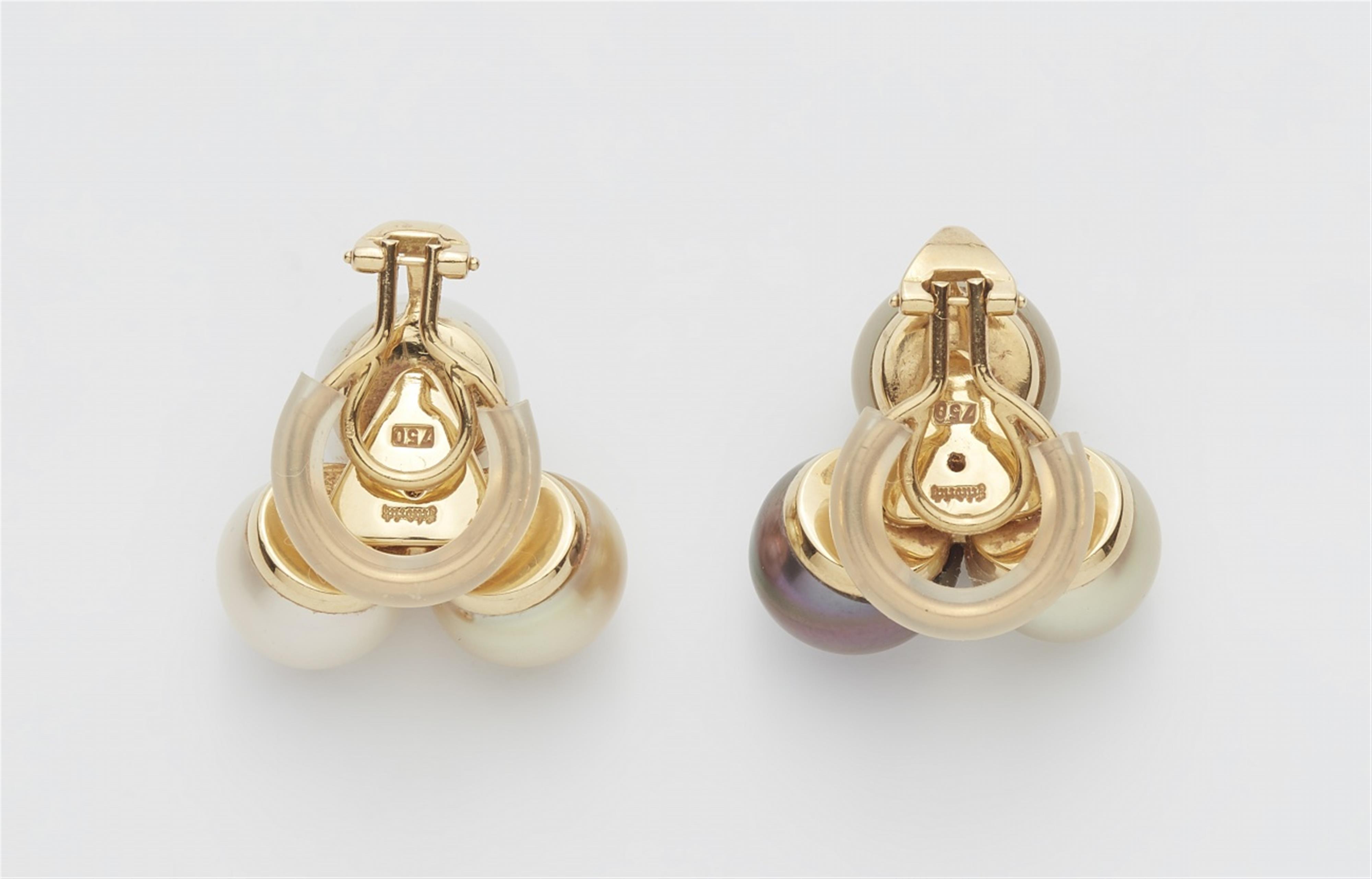 A pair of 18k gold and pearl clip earrings - image-2