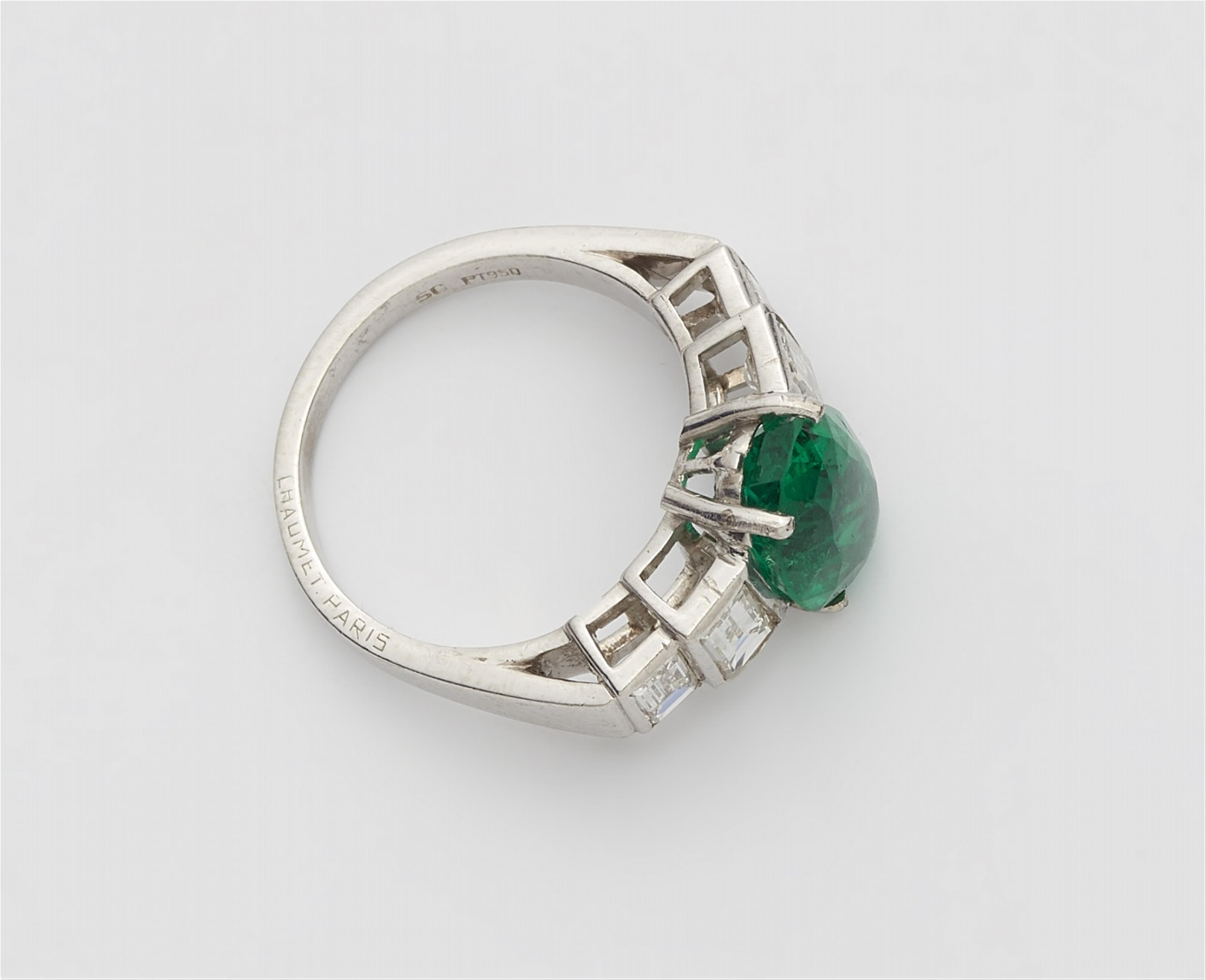 A platinum and emerald five stone ring - image-2