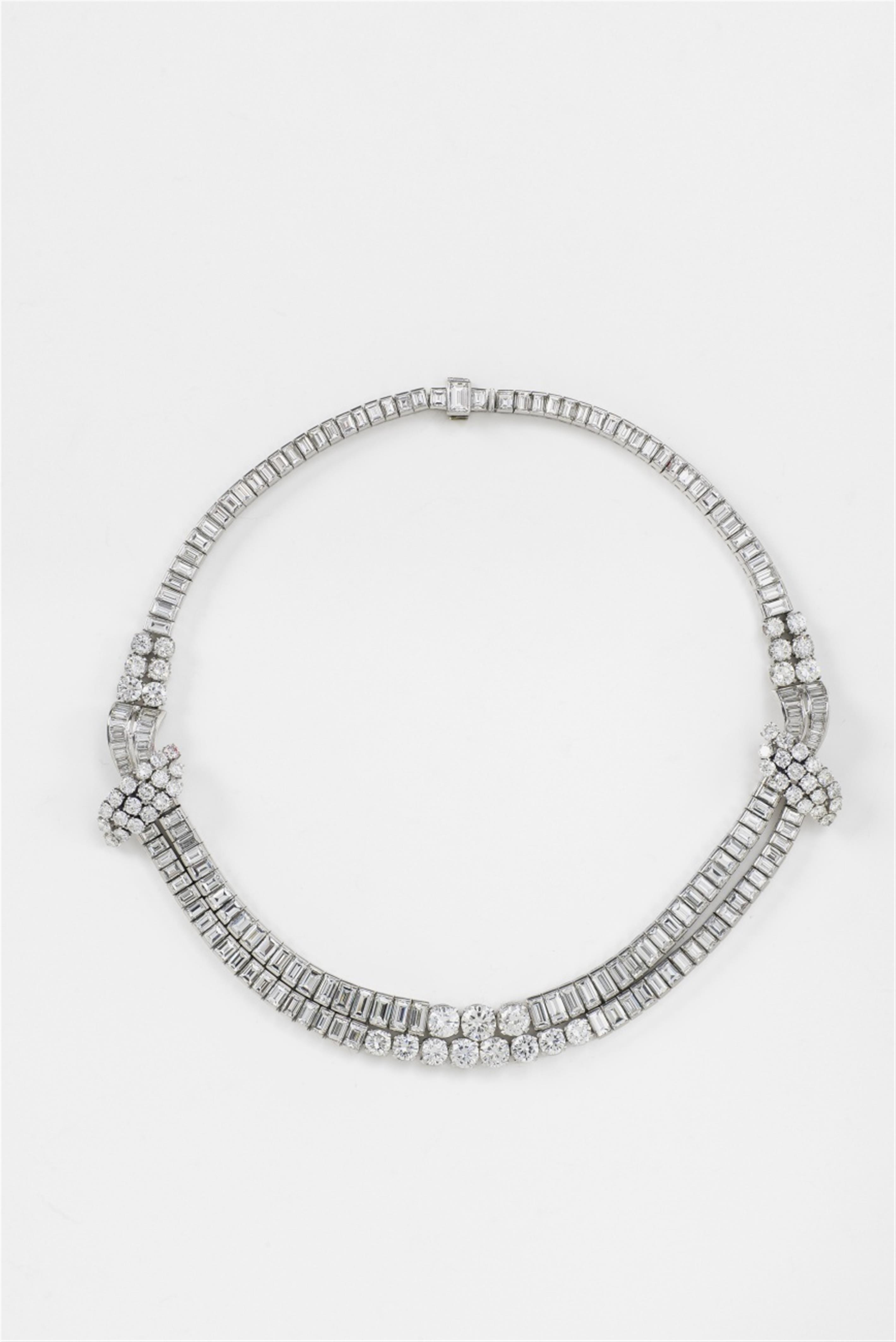 A platinum and diamond garland necklace - image-1