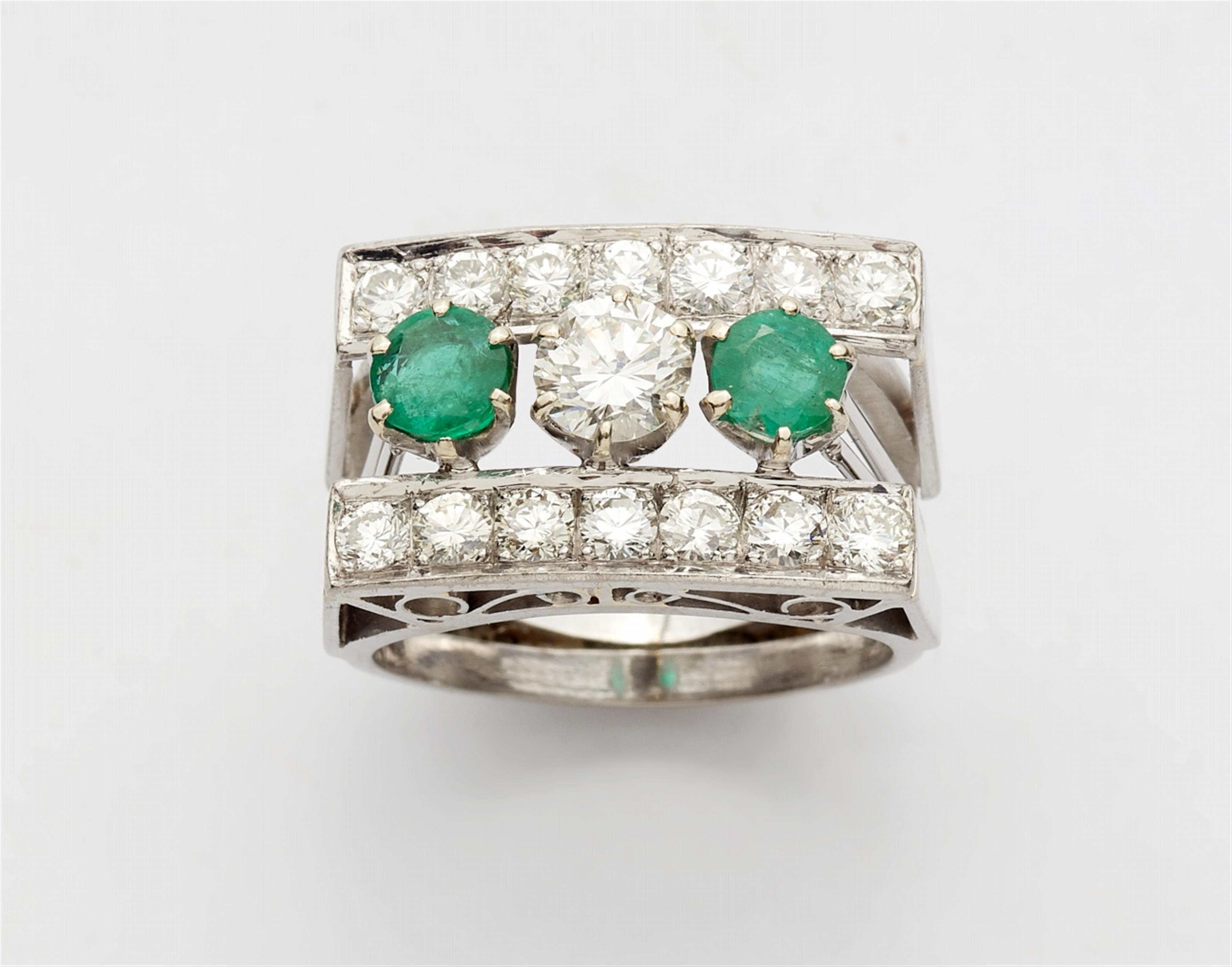 A platinum, diamond, and emerald ring - image-1