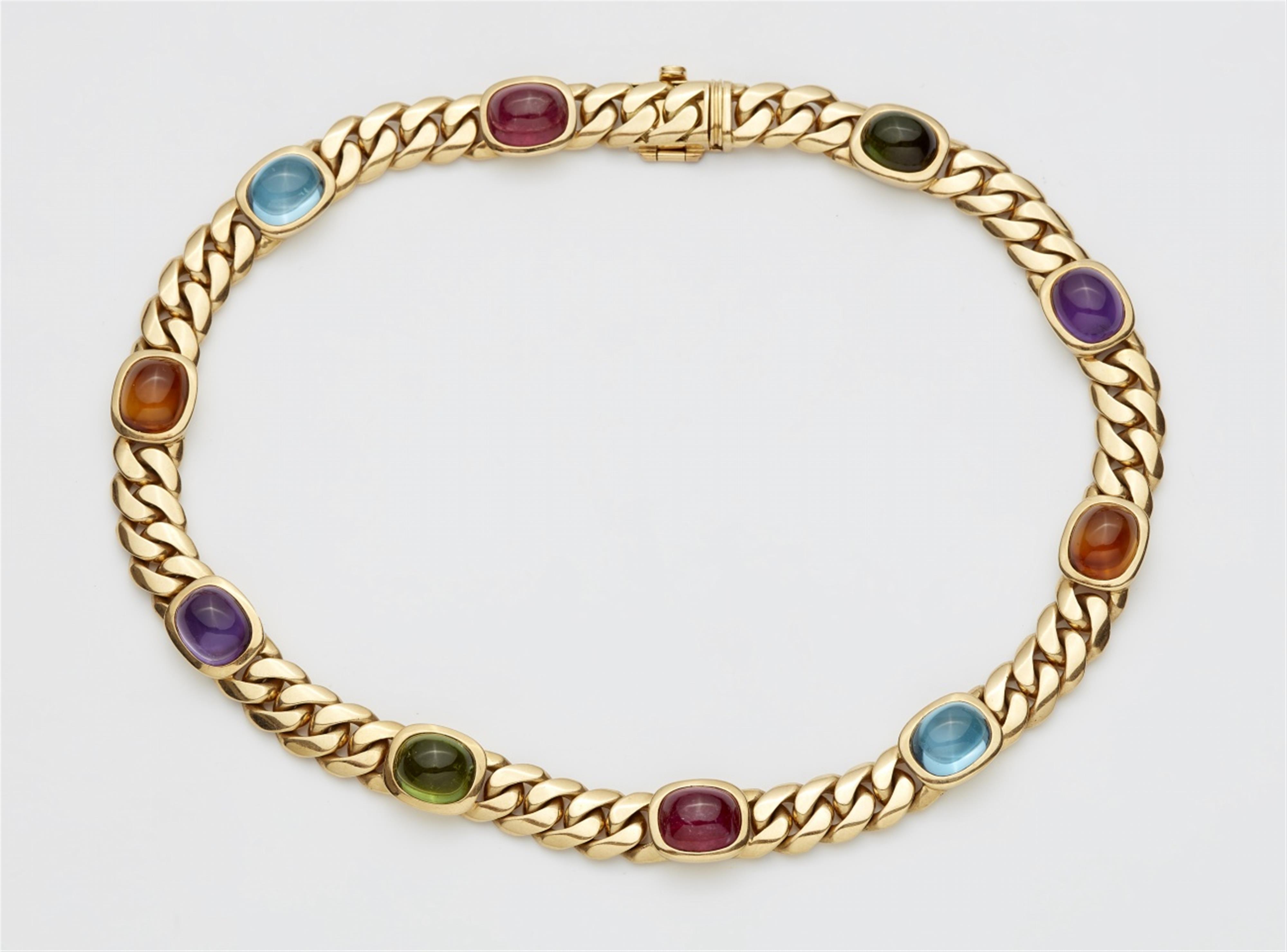 An 18k gold and coloured gemstone necklace - image-1