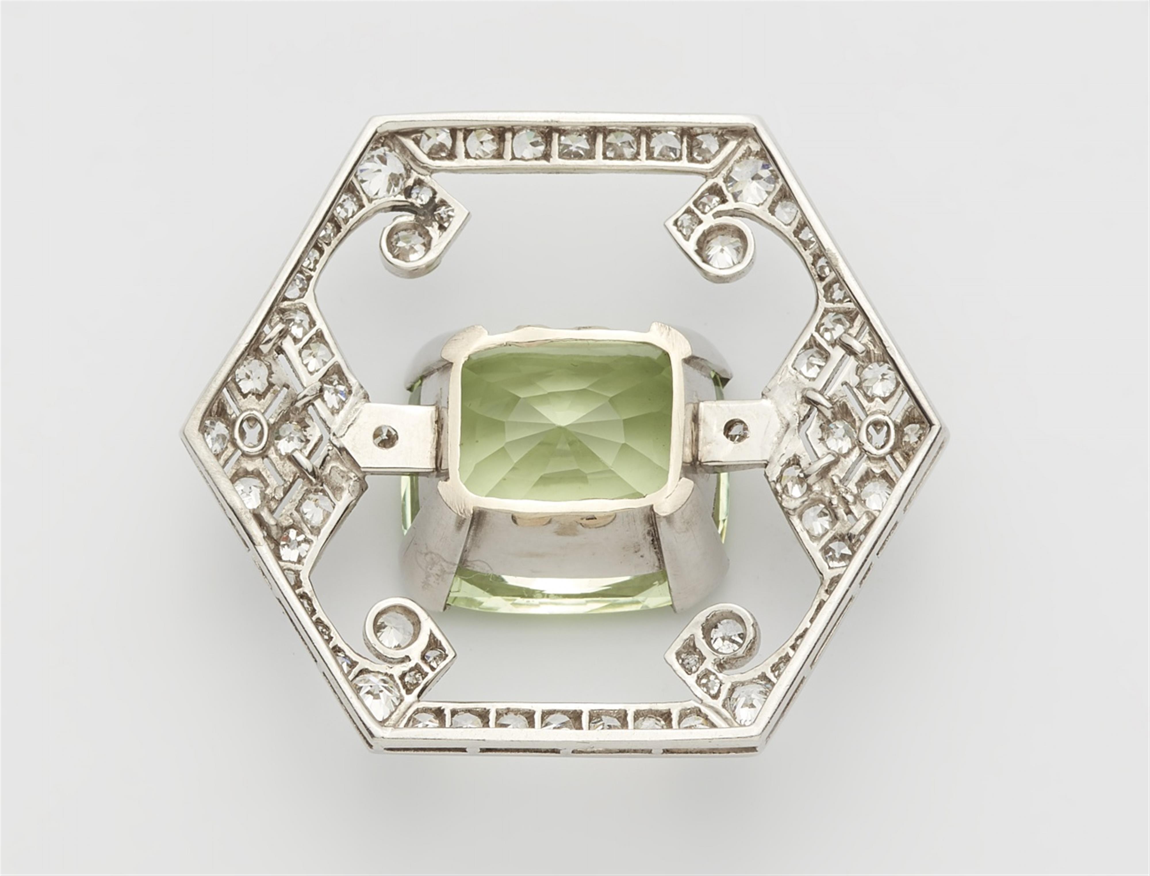 A platinum and chrysoberyll pin brooch - image-2