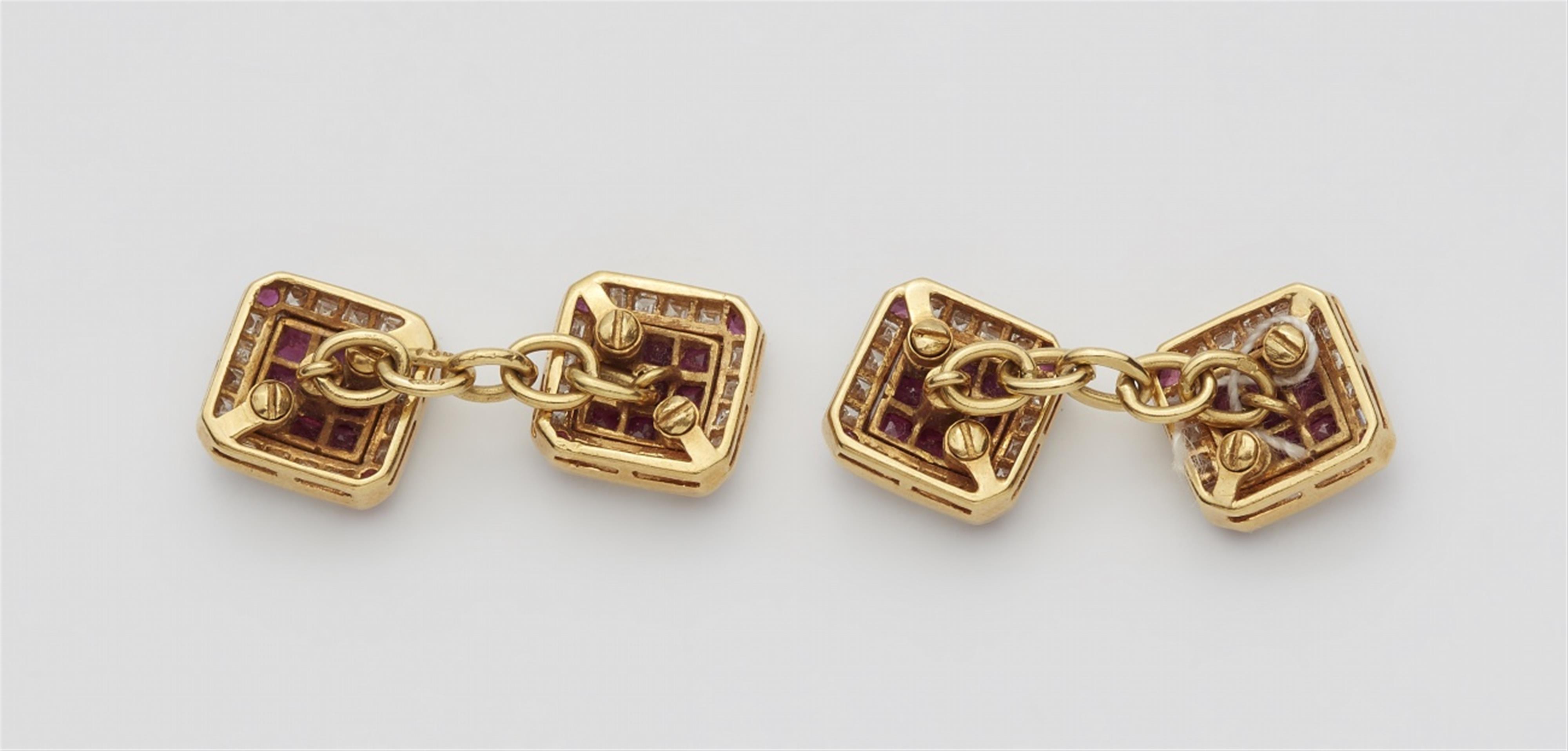 A pair of 18k gold and ruby cufflinks - image-2
