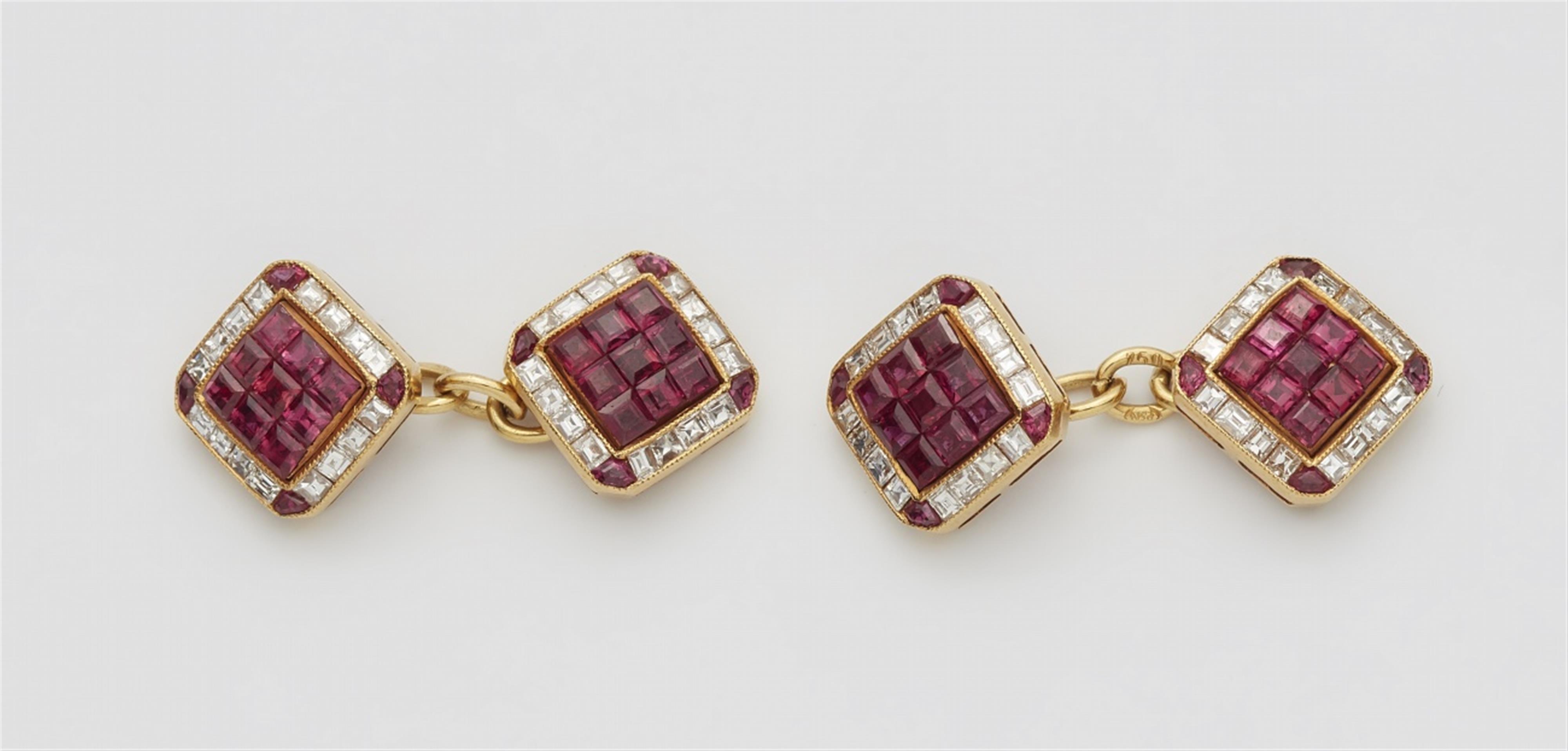 A pair of 18k gold and ruby cufflinks - image-1