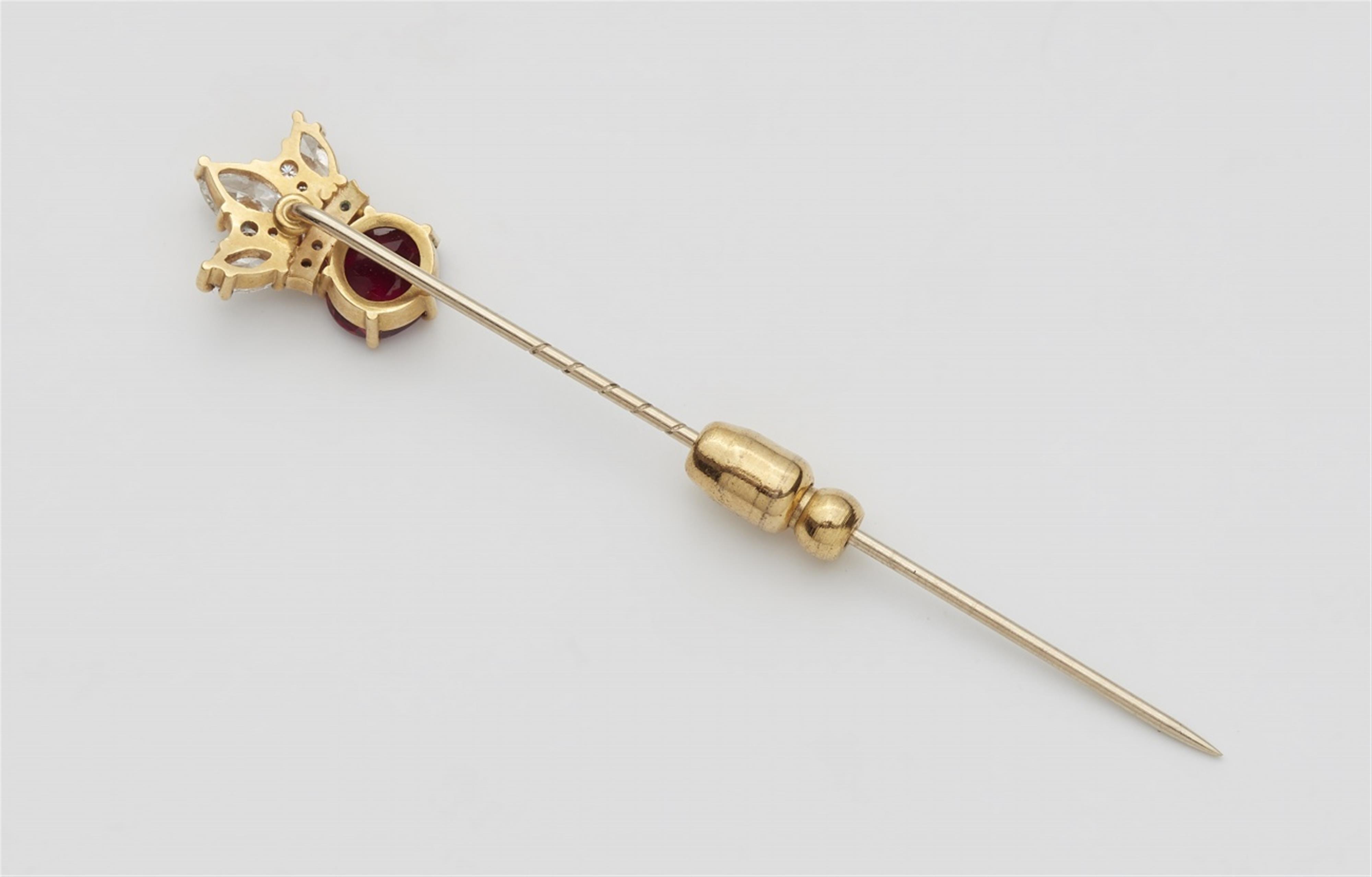 An 18k gold and ruby pin - image-2