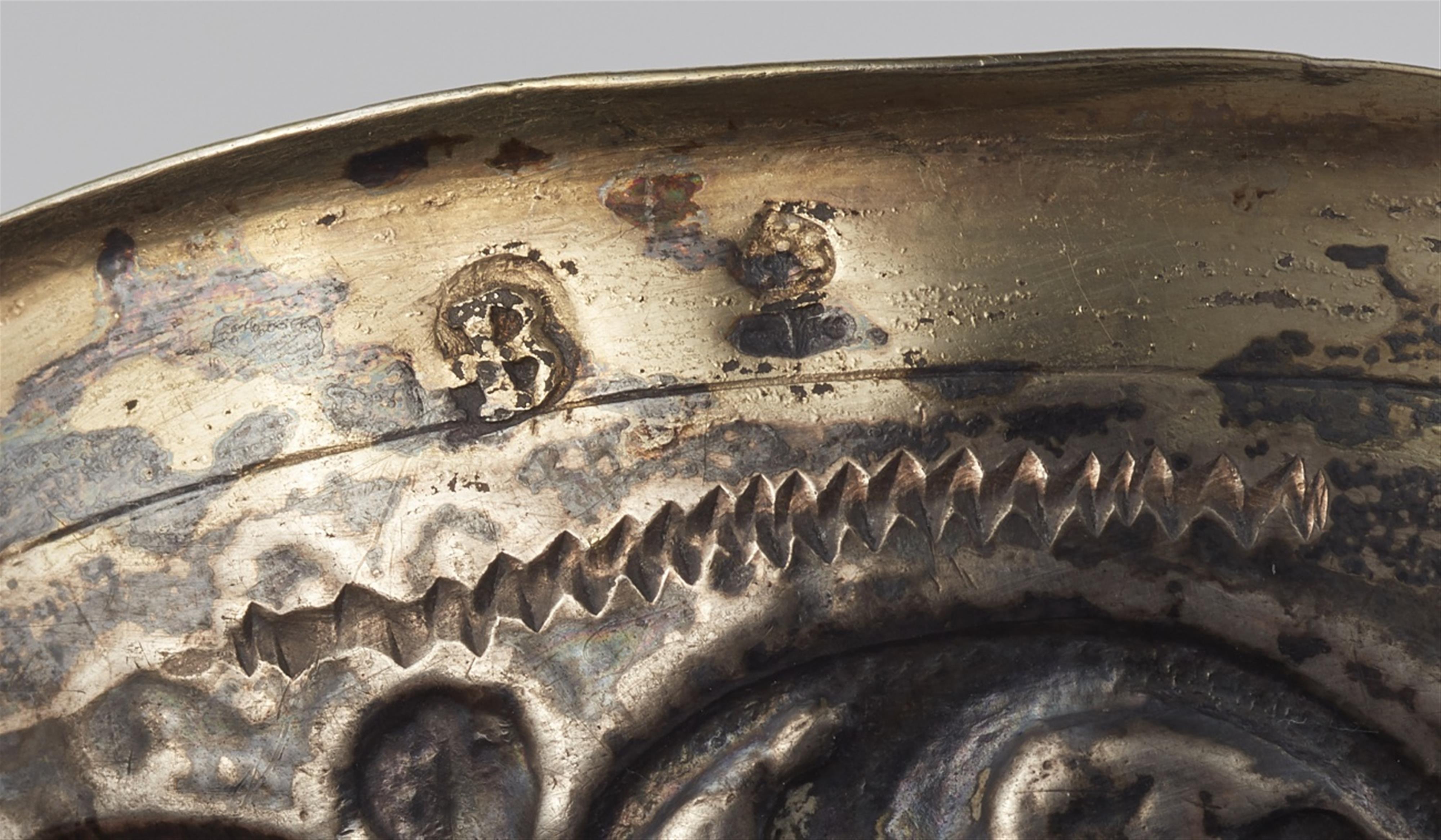 An Augsburg silver gilt brandy bowl with a phoenix - image-2
