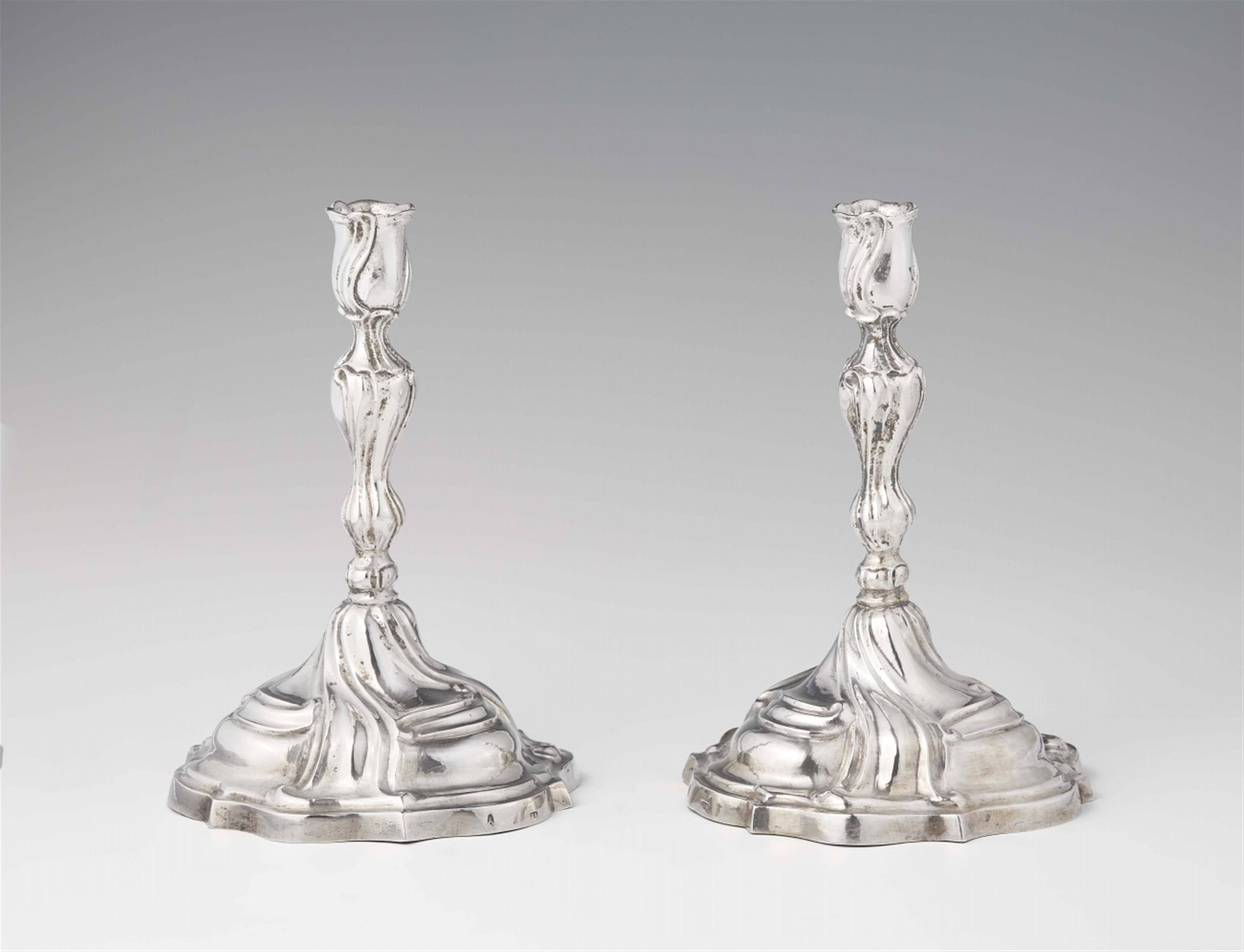 A pair of Augsburg silver candlesticks by Johann Heckenauer - image-1