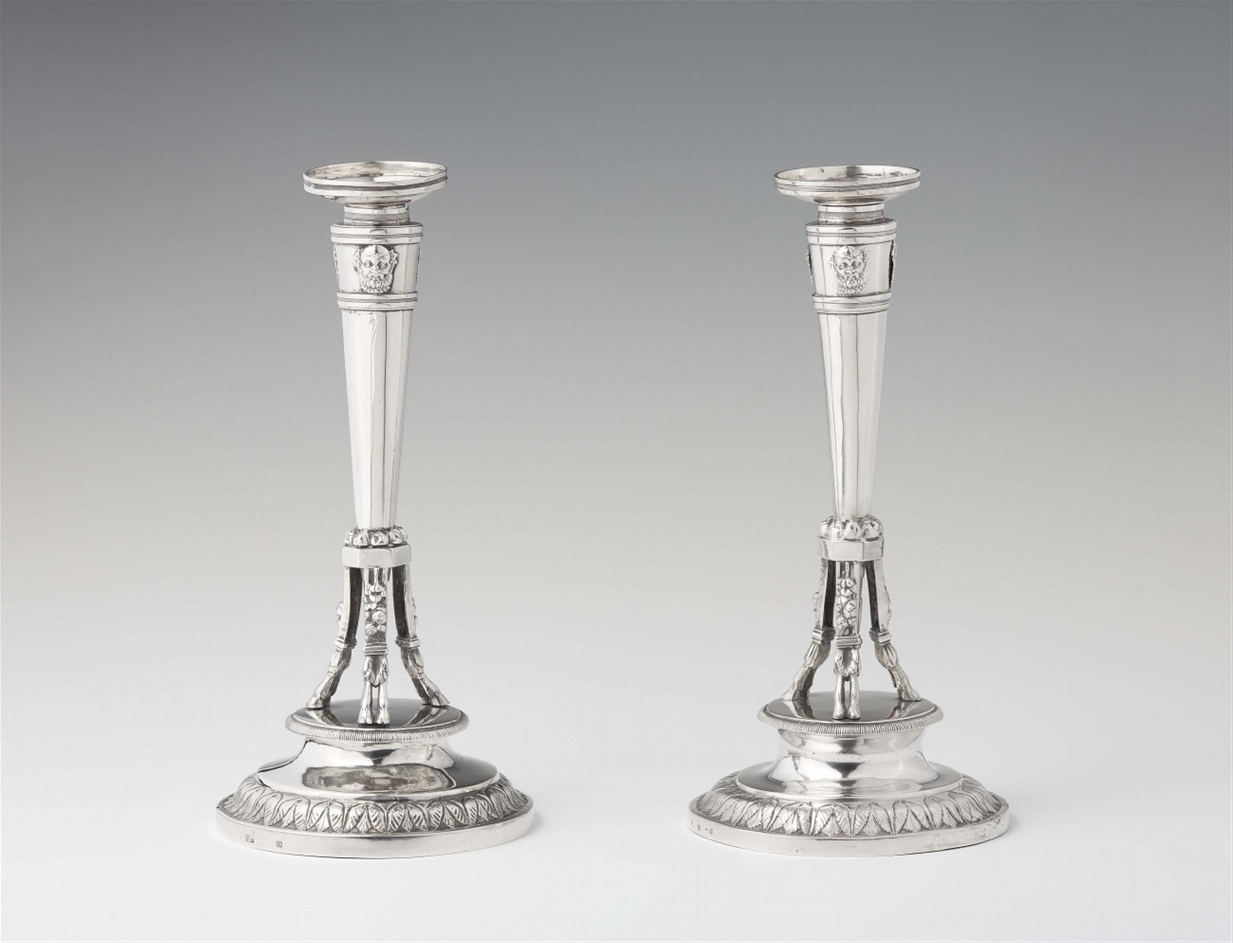 A pair of Empire silver candlesticks - image-1