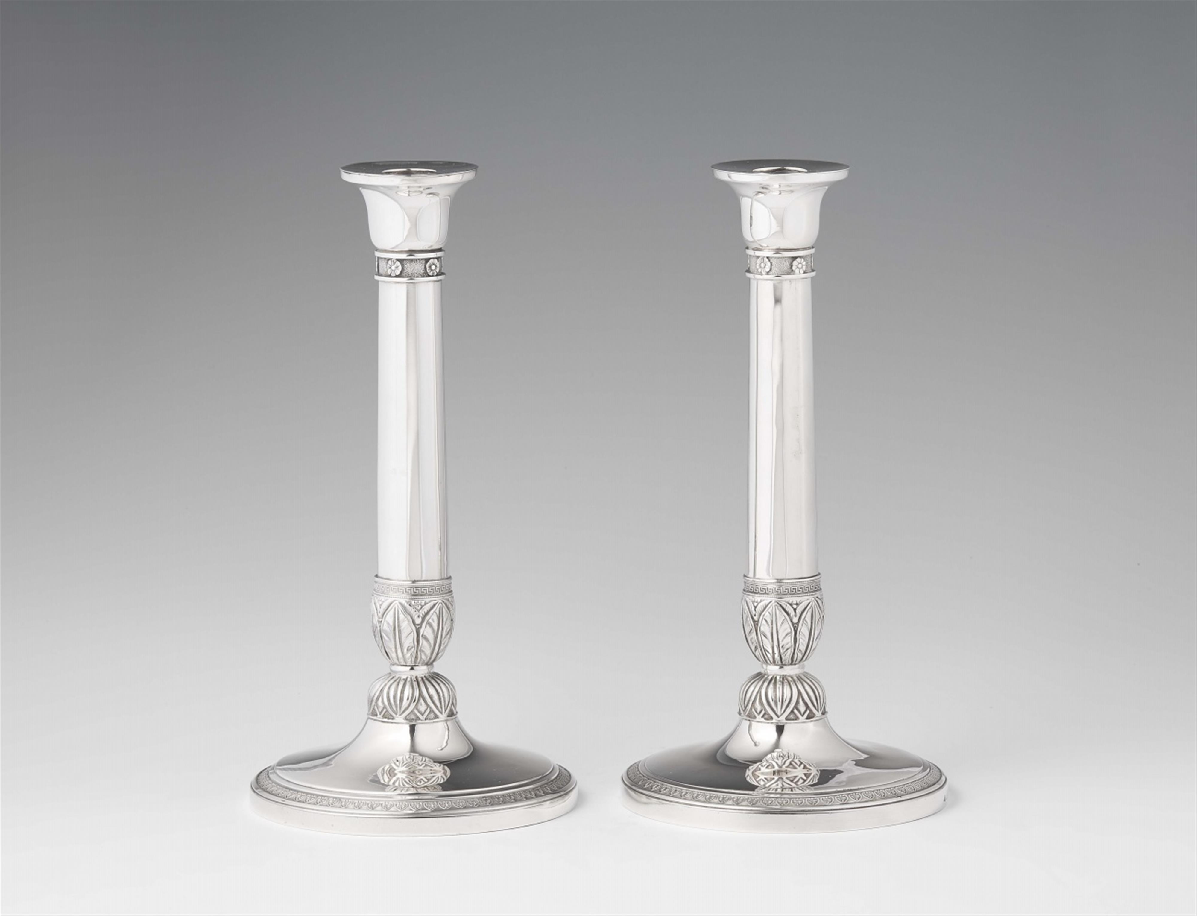 A pair of Brussels silver candlesticks - image-1