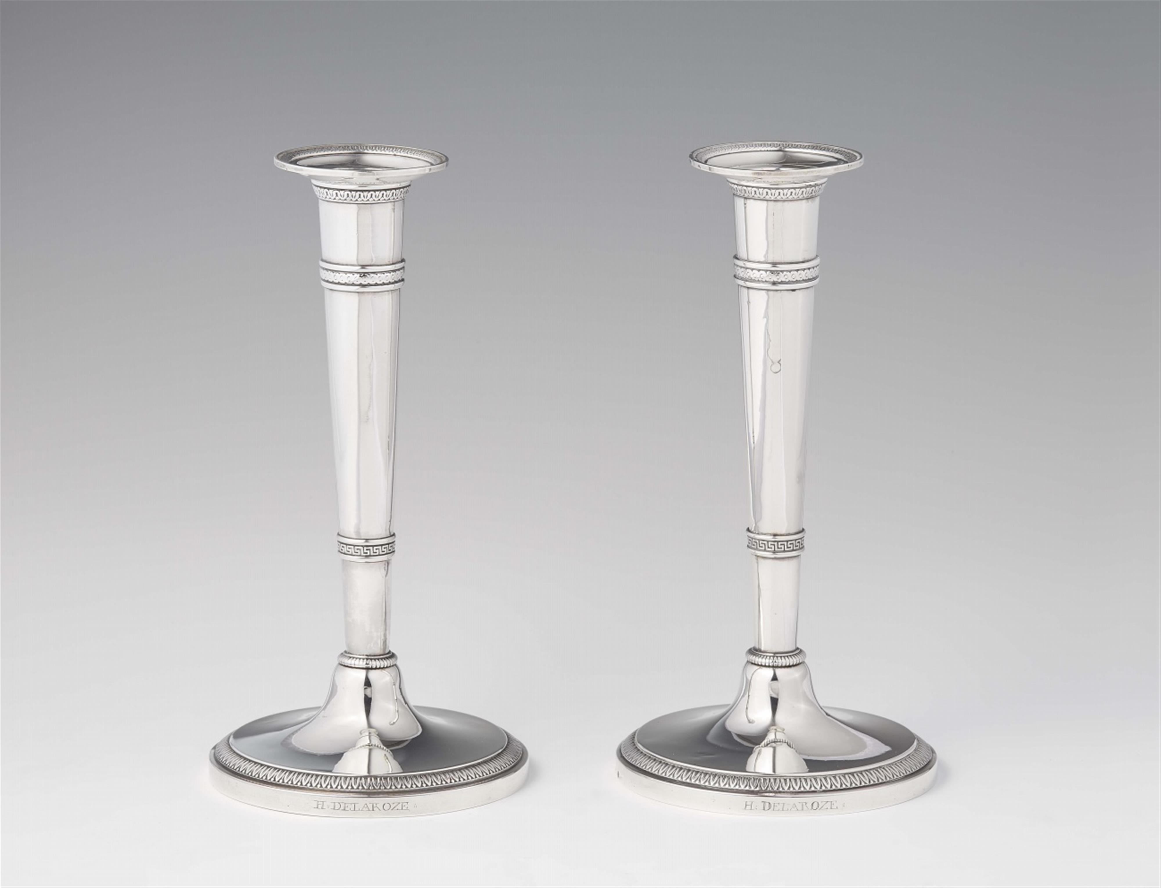 A pair of Neoclassical Parisian silver candlesticks - image-1