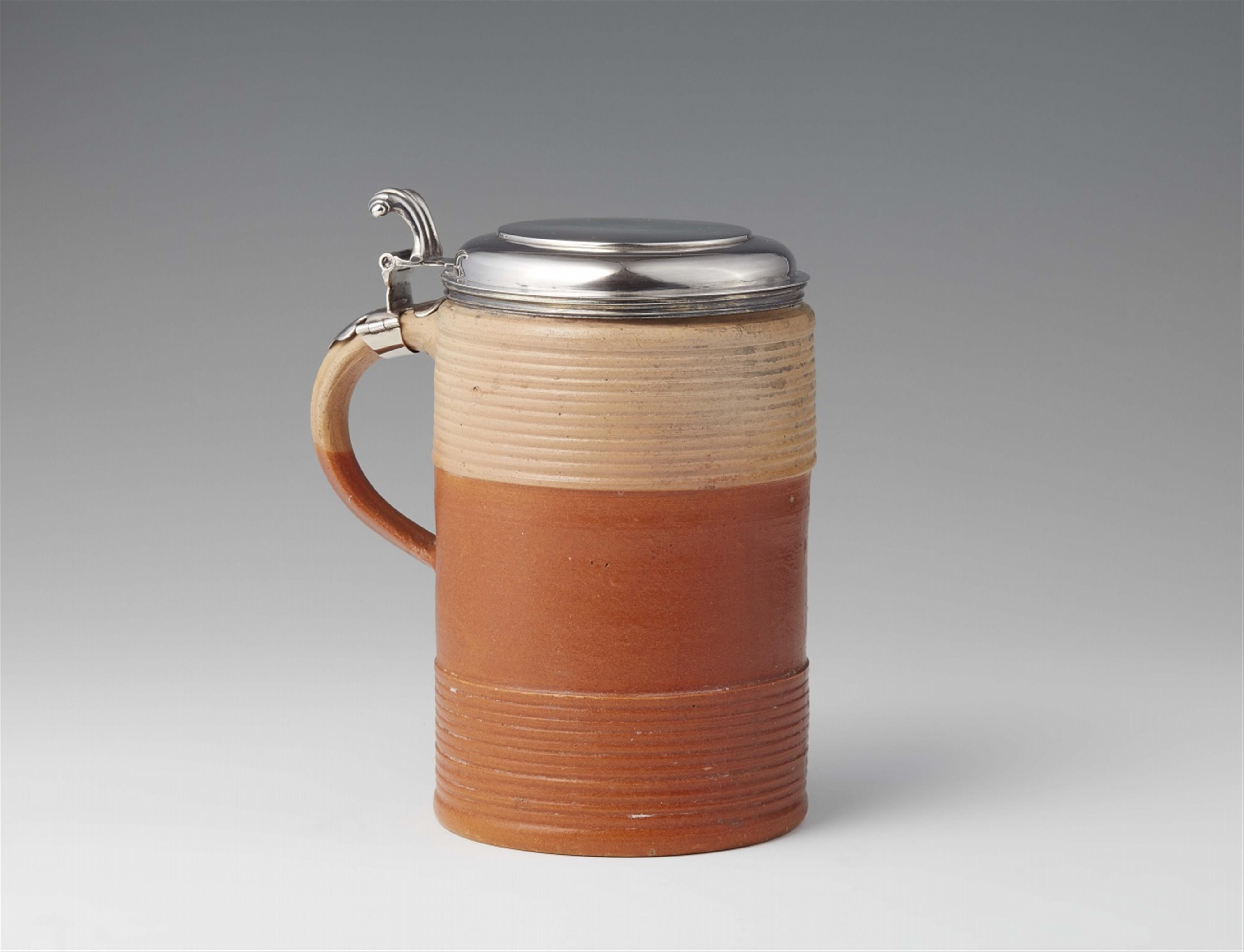 A stoneware "walzenkrug" stein with Amsterdam silver mountings - image-1