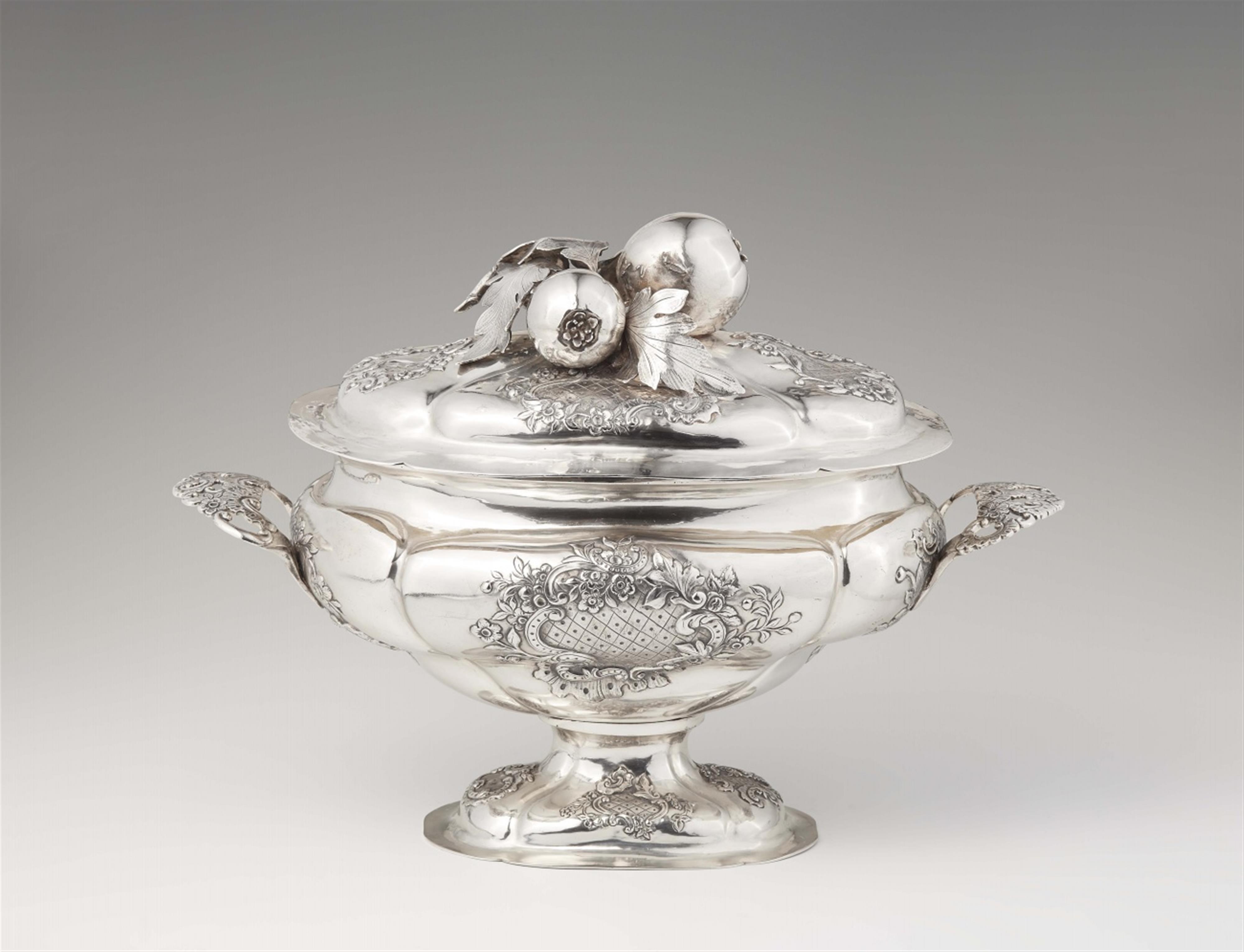 A large Rococo silver tureen and cover - image-1