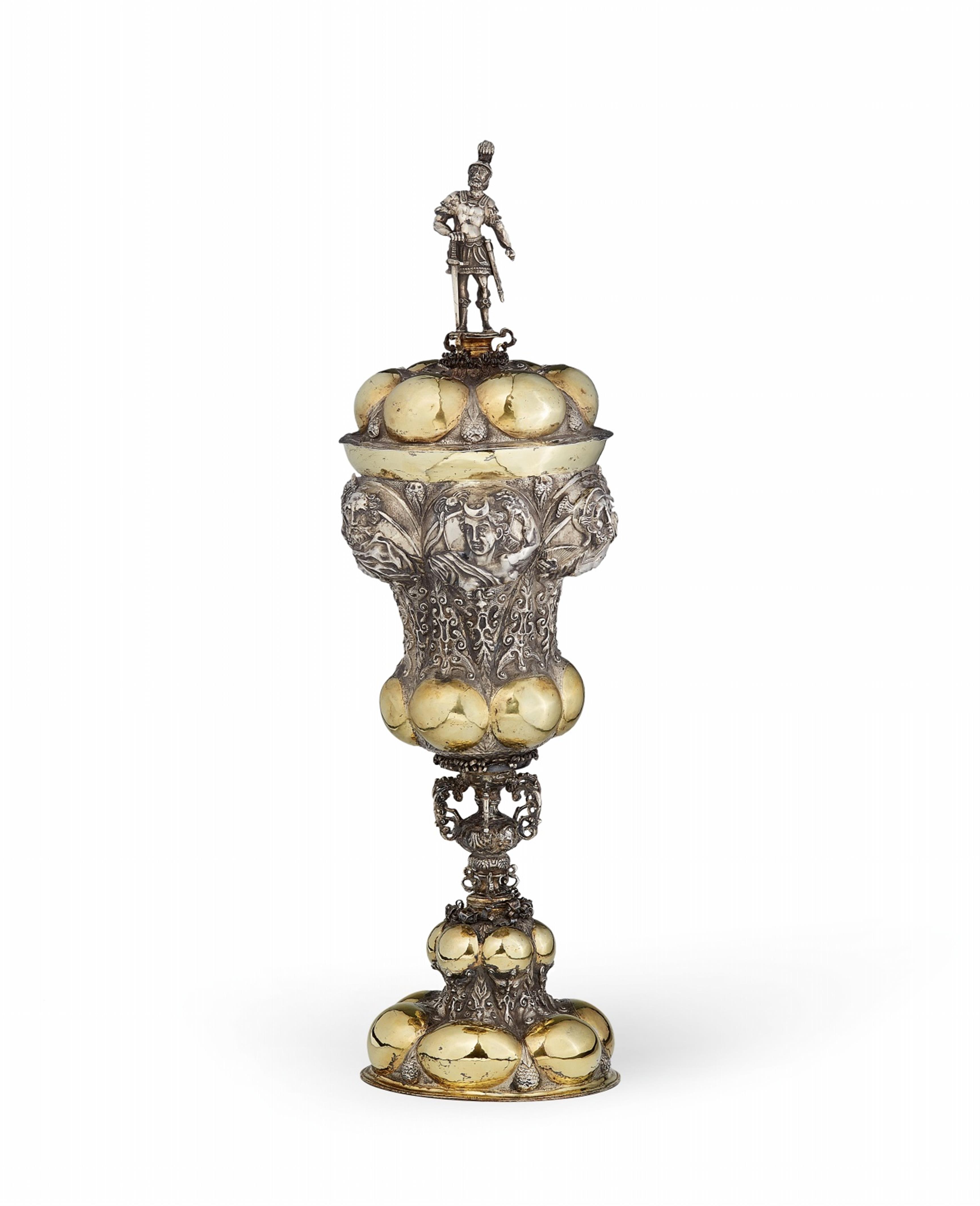 A large silver gilt astrological goblet - image-1
