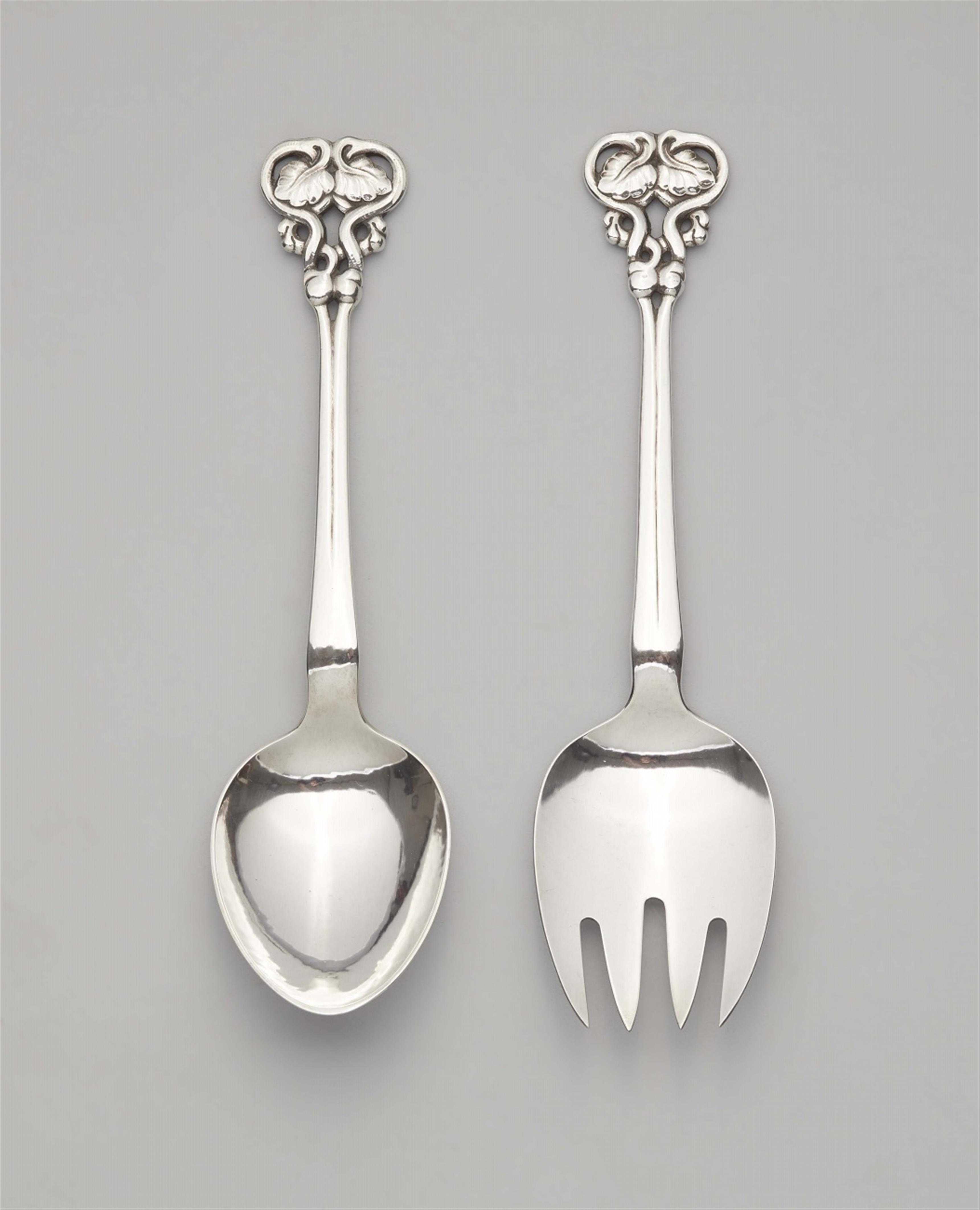 A Copenhagen silver salad cutlery set, no. 58 - image-1