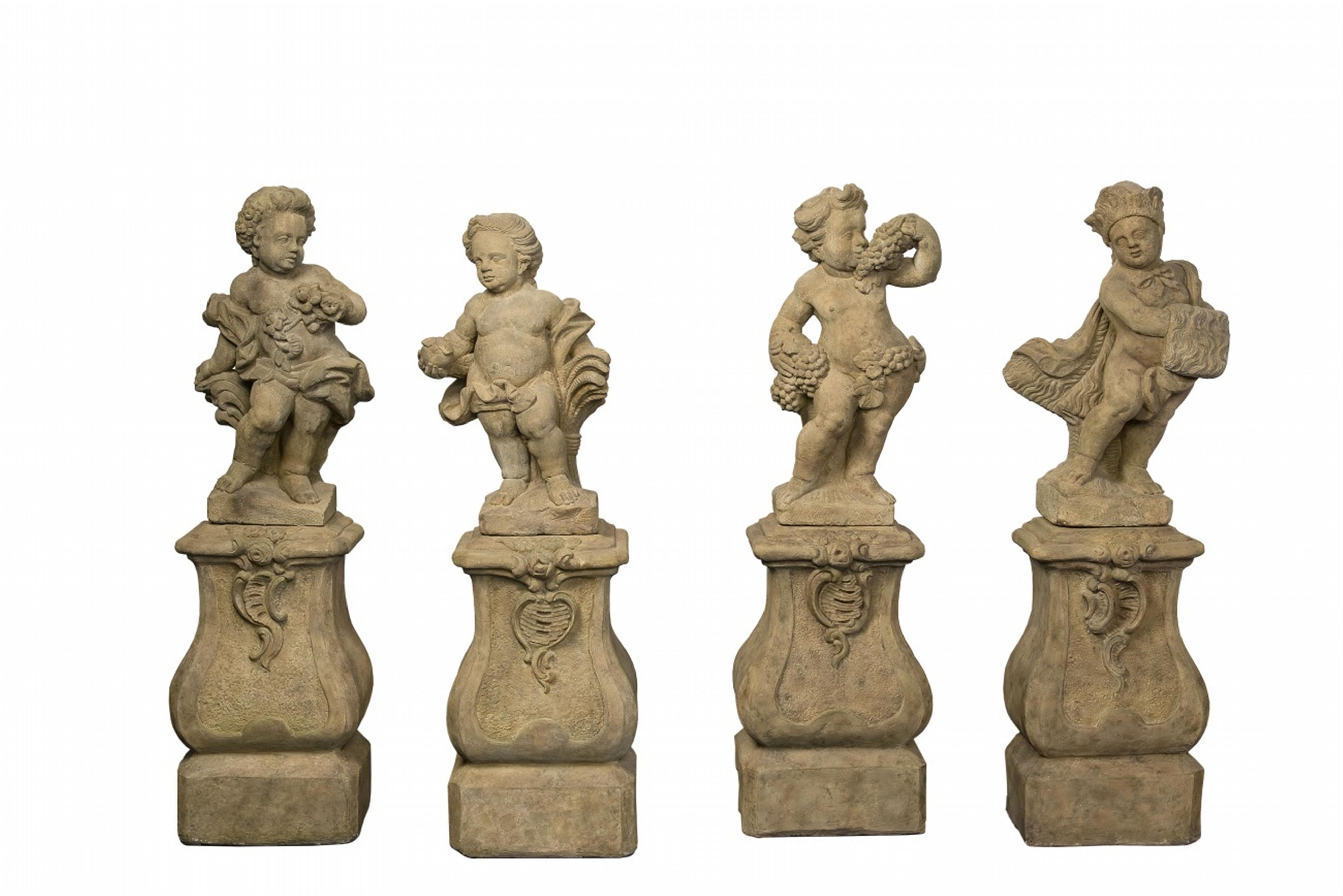 Four carved sandstone putti as allegories of the seasons - image-1