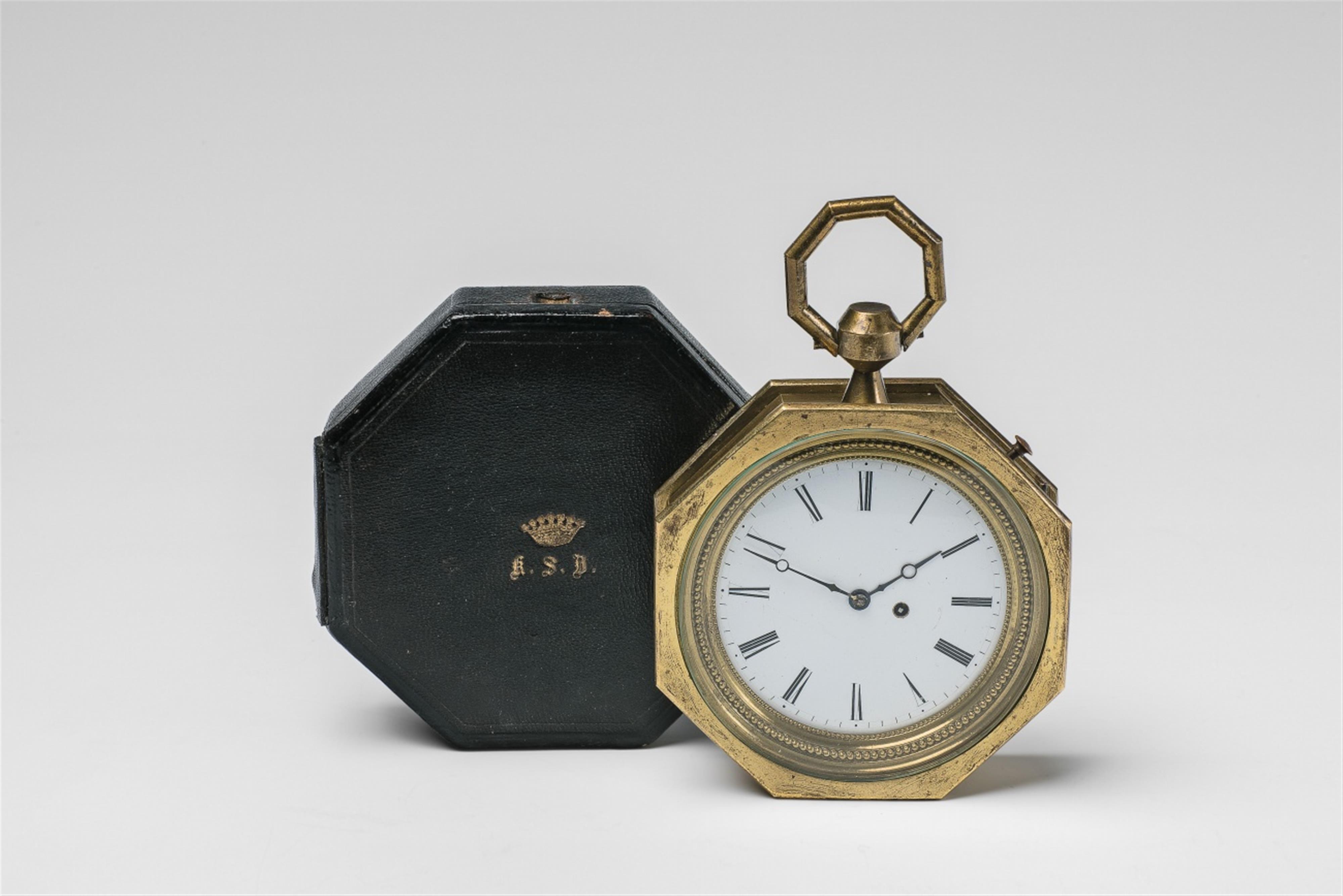 A German carriage clock in the original leather case - image-1