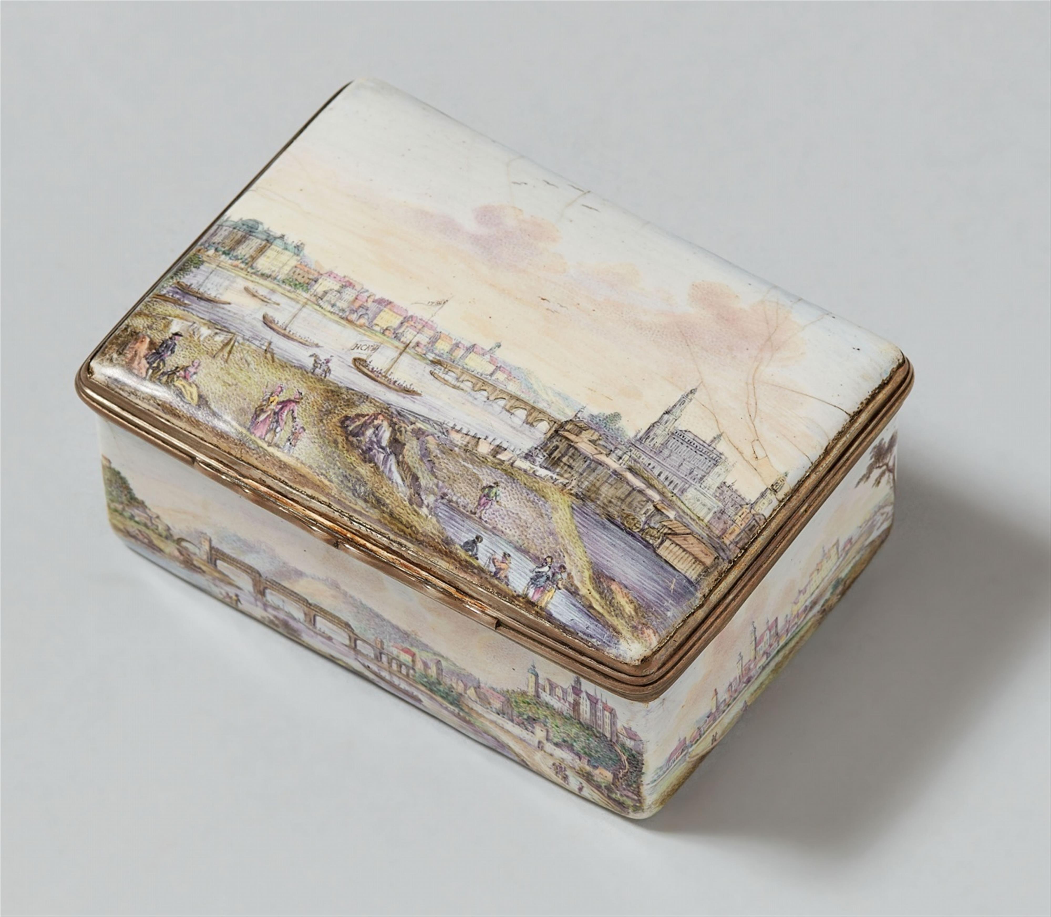 An unusual enamel snuff box with views of Dresden and Saxony - image-2