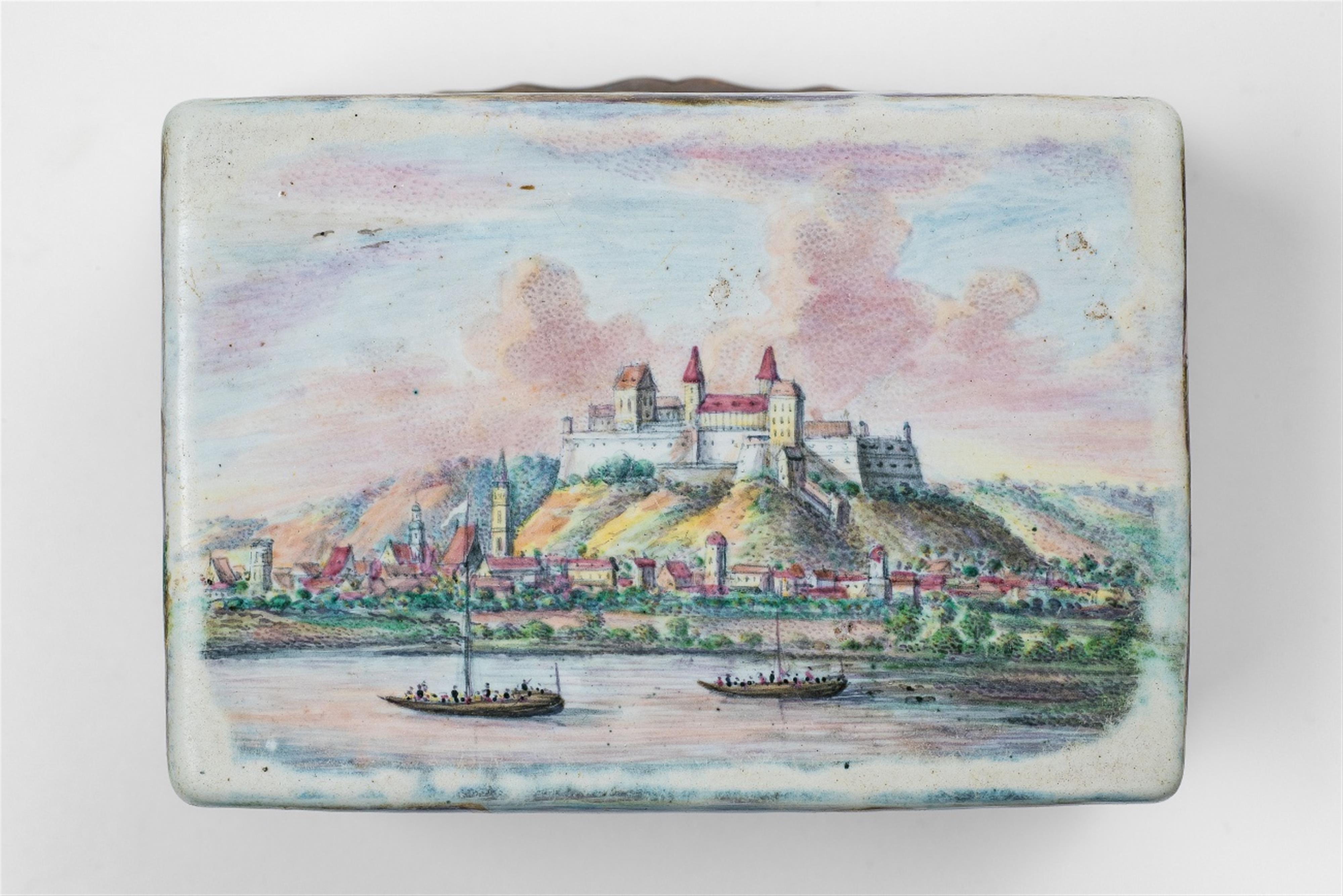 An unusual enamel snuff box with views of Dresden and Saxony - image-3