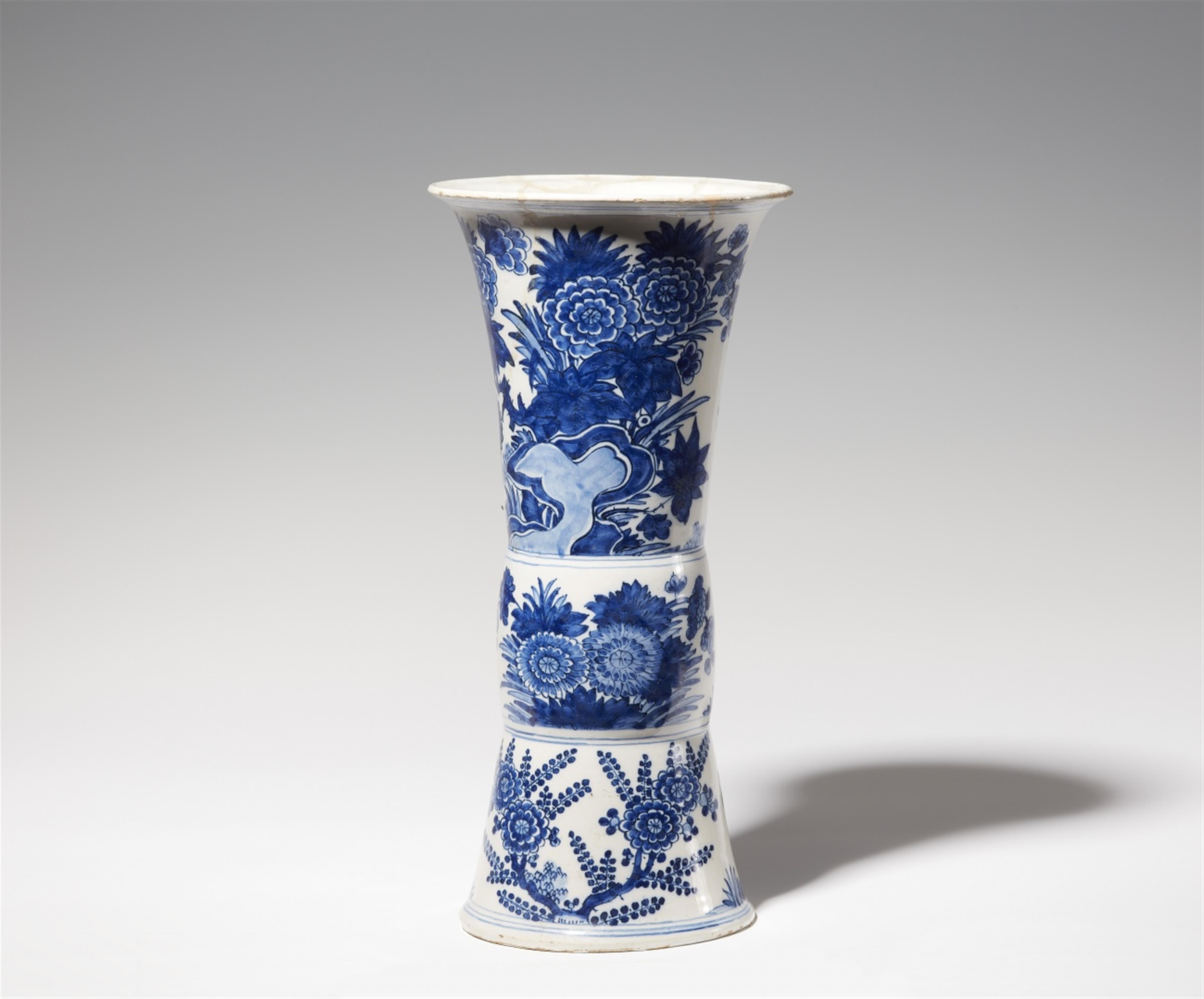 A Dutch Delft faience stem vase - image-1