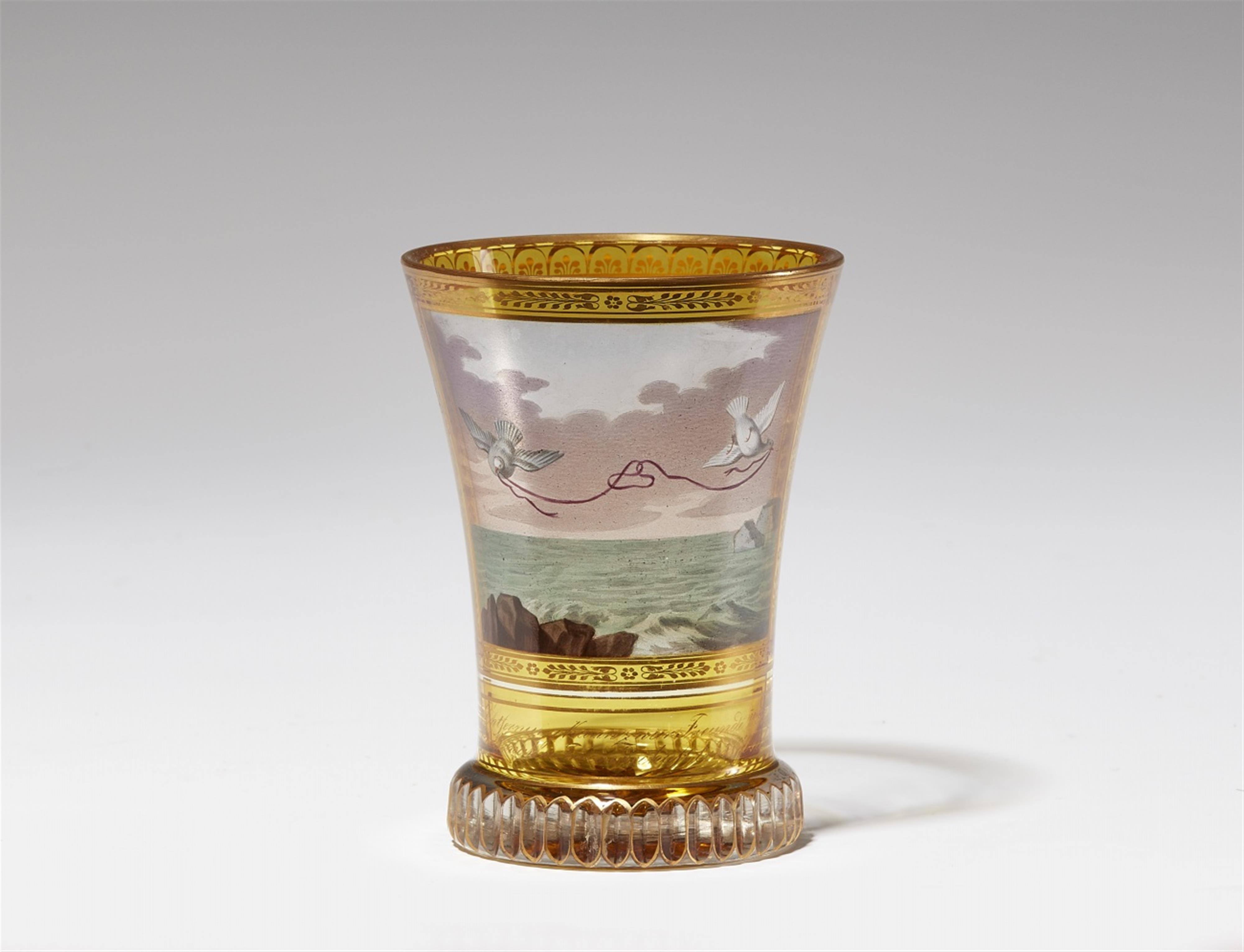 A Vienna glass "ranftbecher" beaker with symbols of friendship - image-1