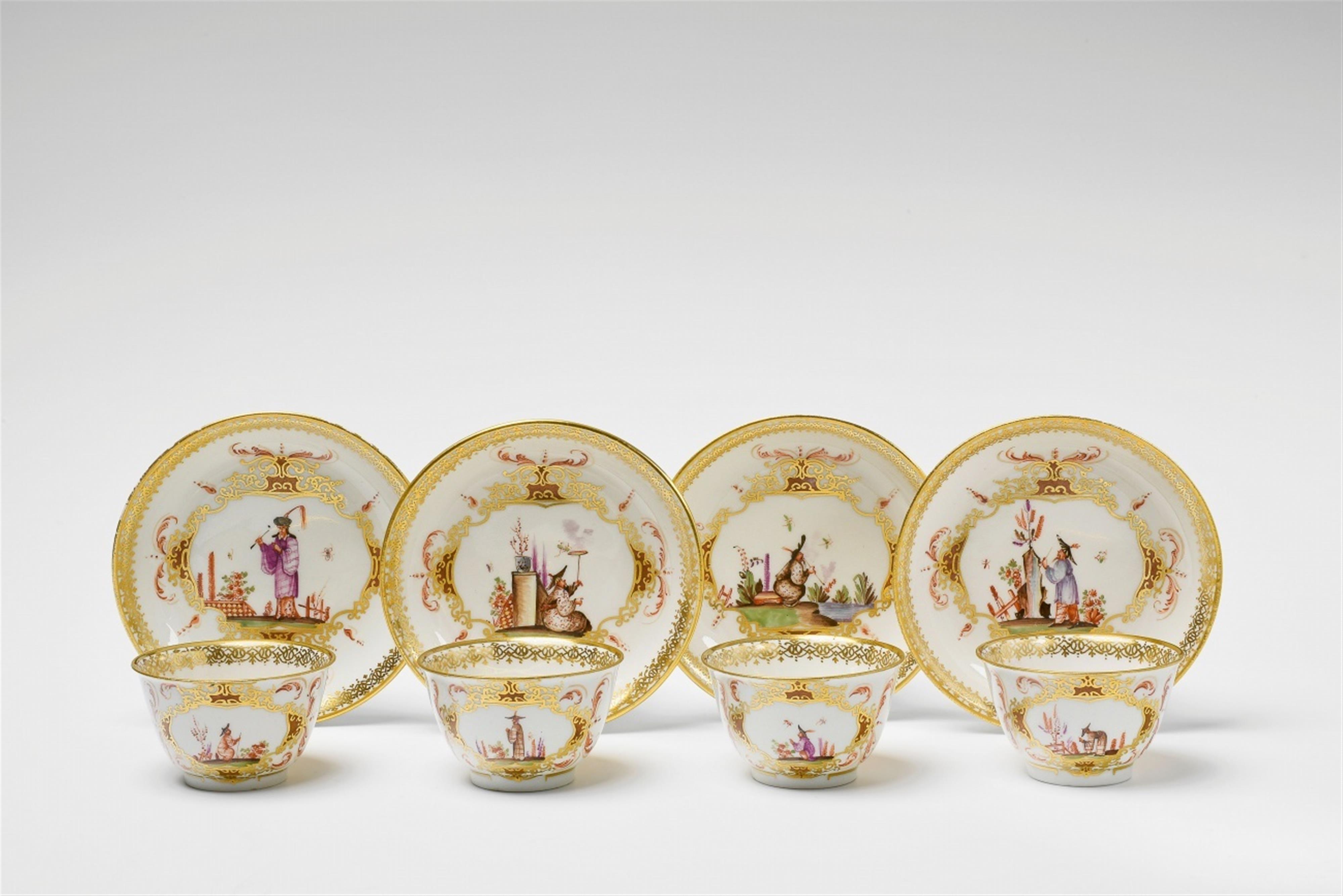 Four Meissen porcelain tea bowls with chinoiserie decor - image-1