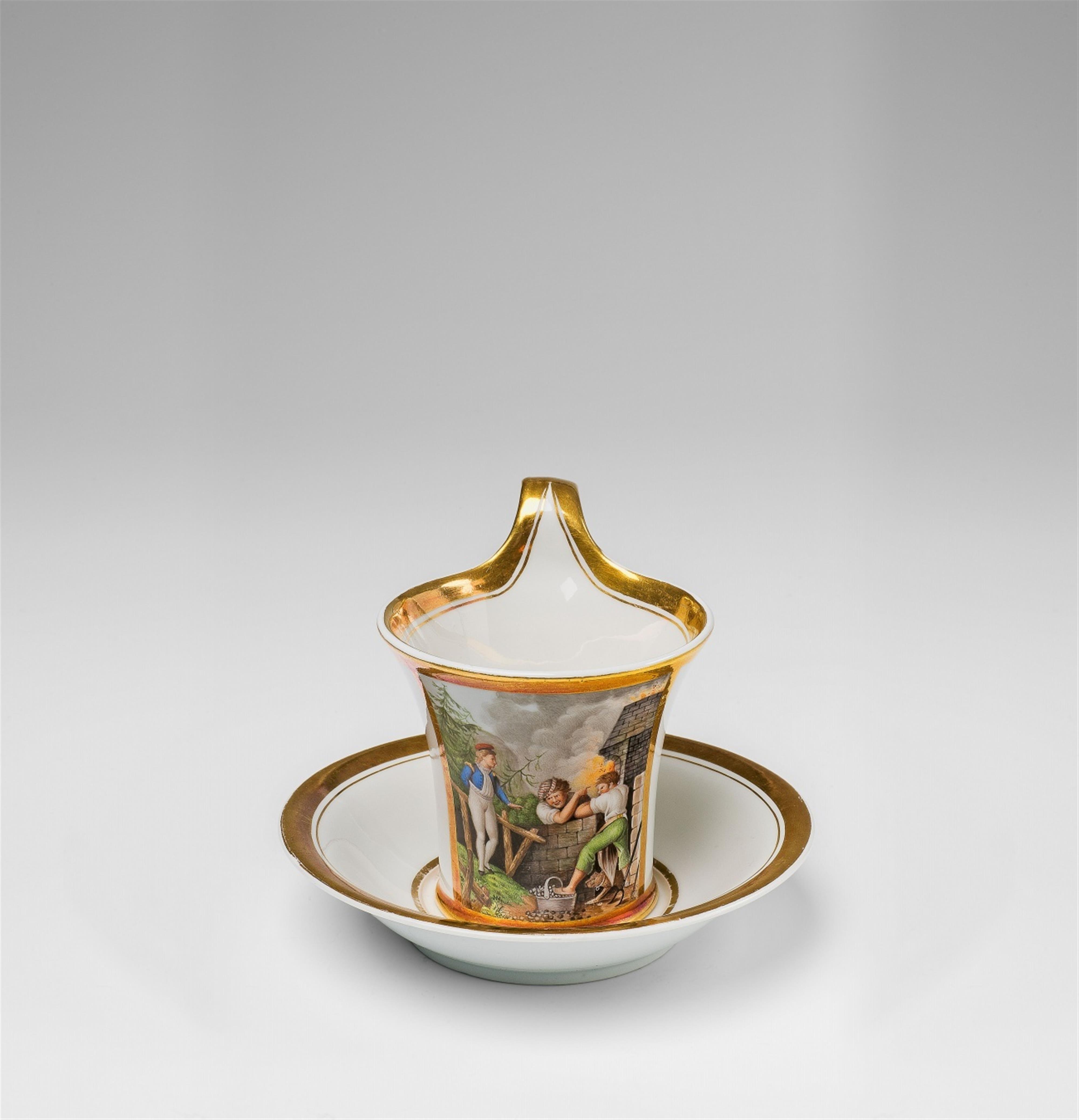 A Fürstenberg porcelain cup with a scene of porcelain making - image-1
