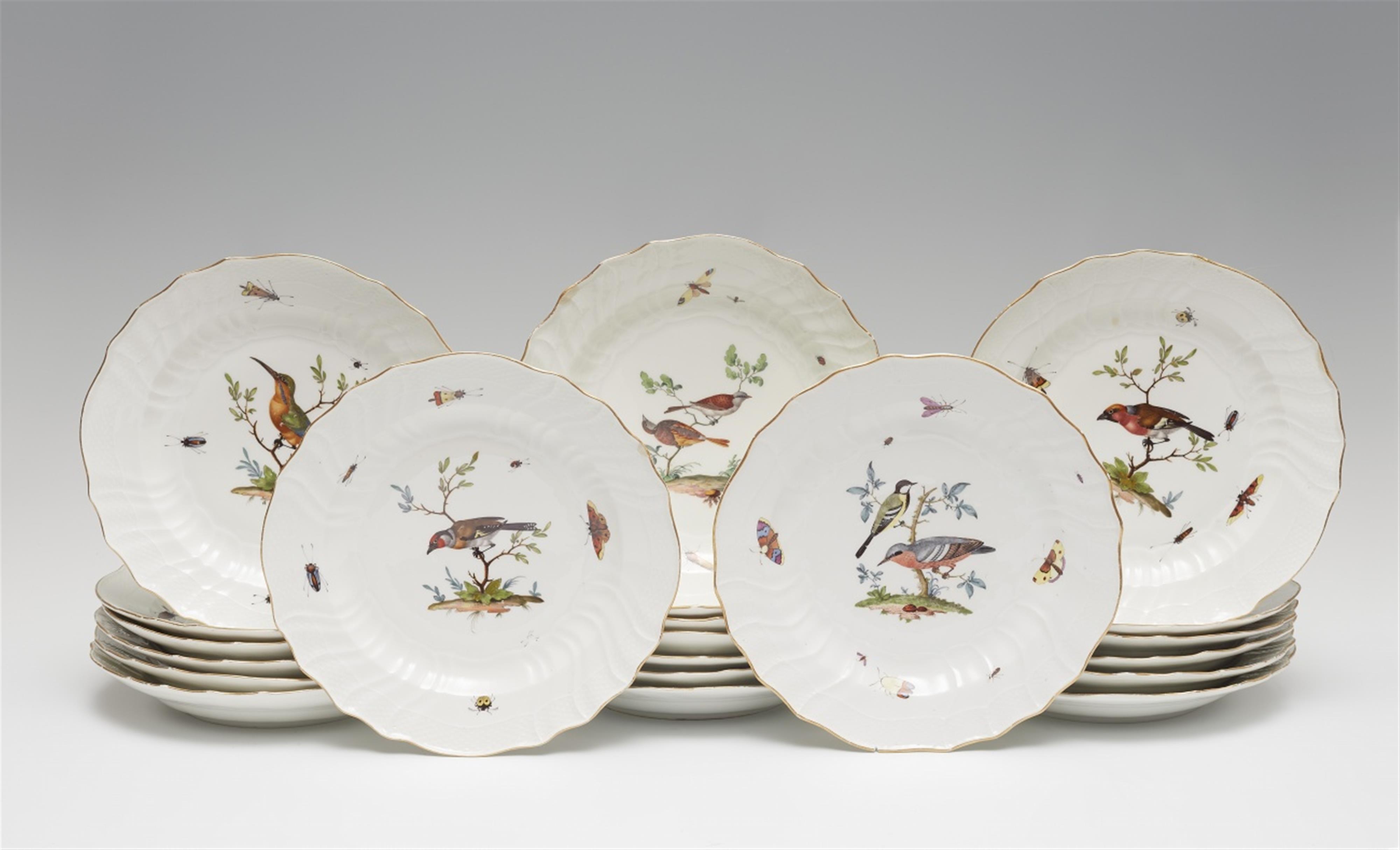 Twenty one Meissen porcelain plates with bird decor - image-1