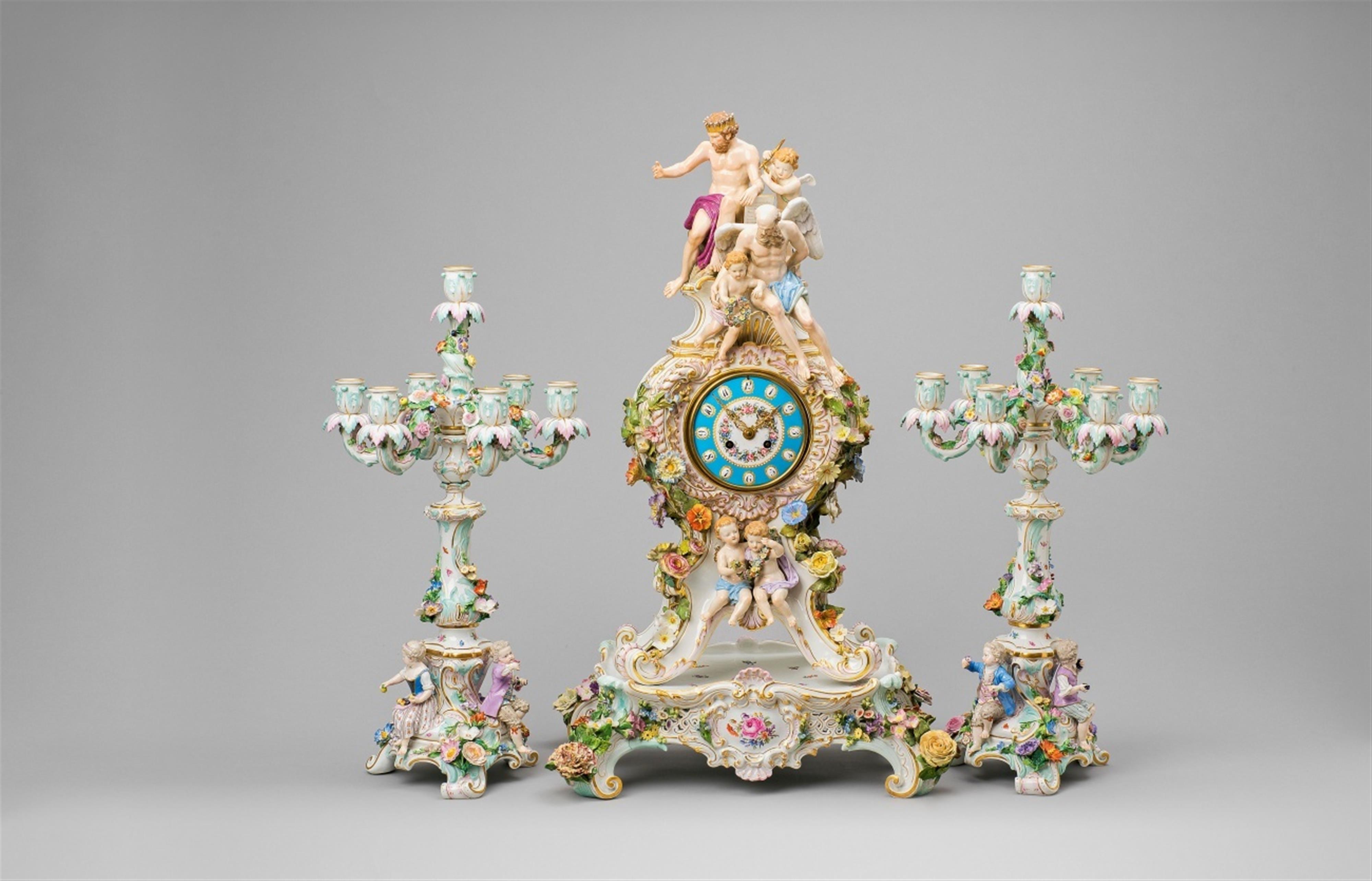 A large Meissen porcelain clock with a Jupiter group - image-2