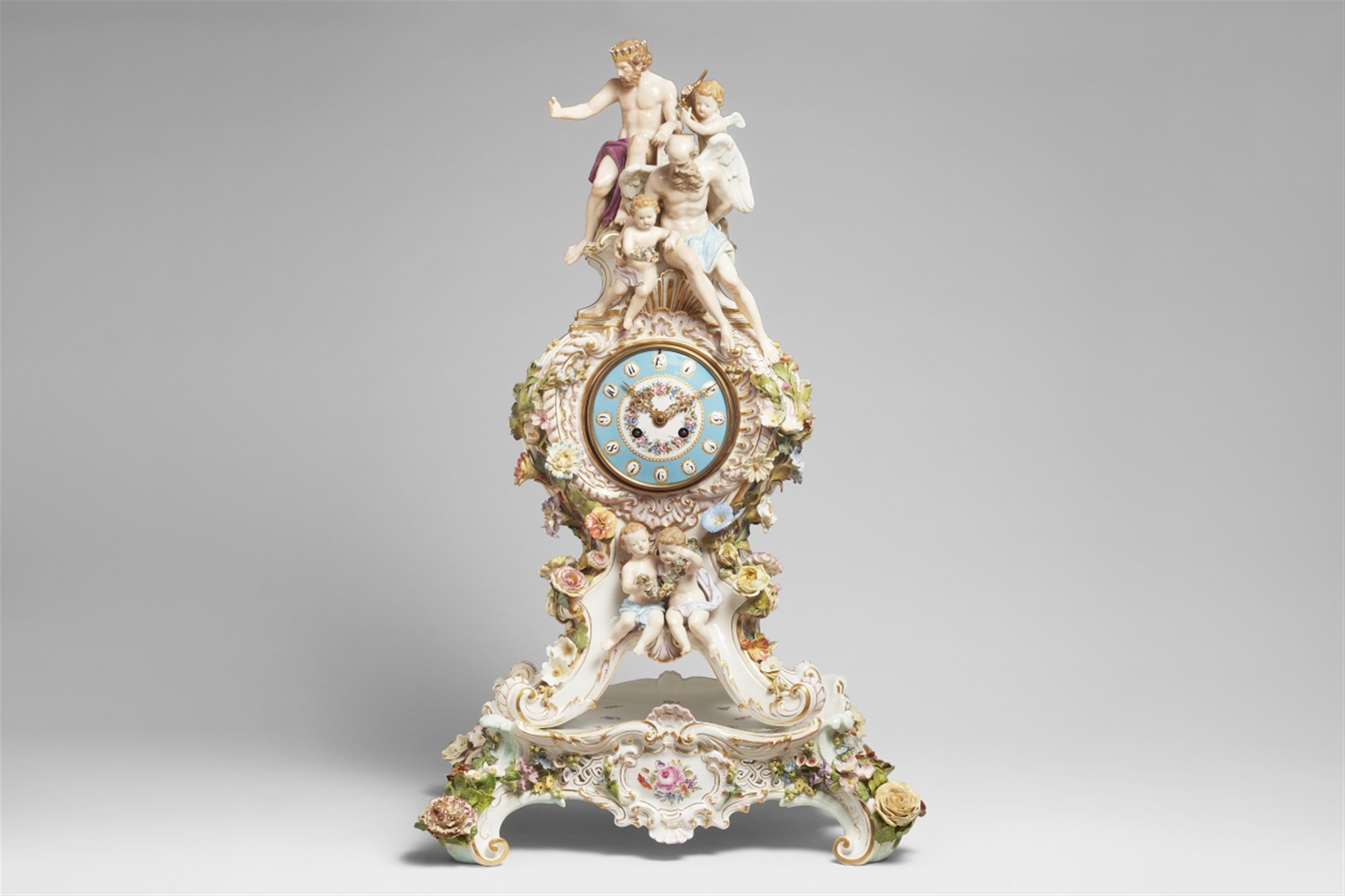A large Meissen porcelain clock with a Jupiter group - image-3