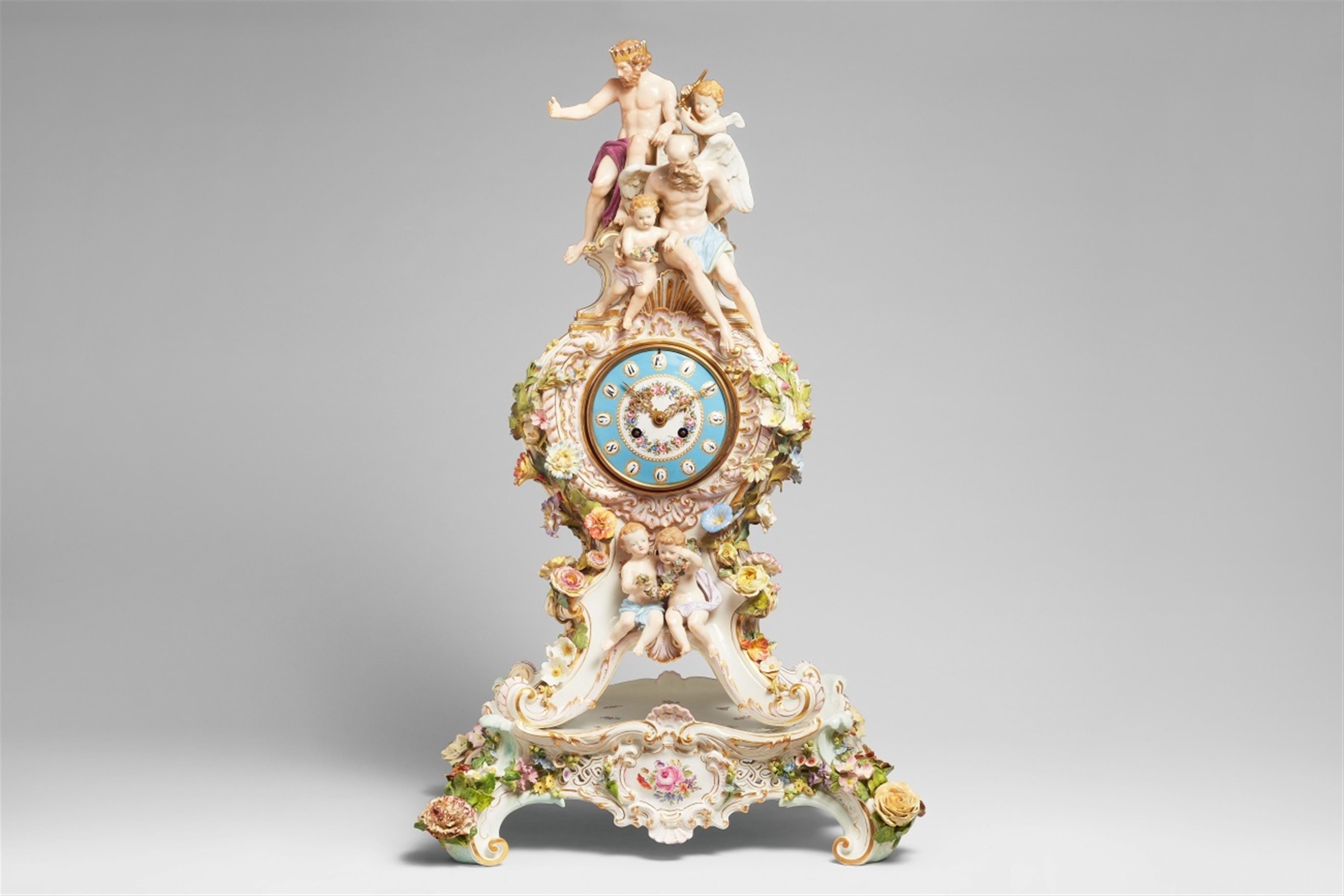 A large Meissen porcelain clock with a Jupiter group - image-1
