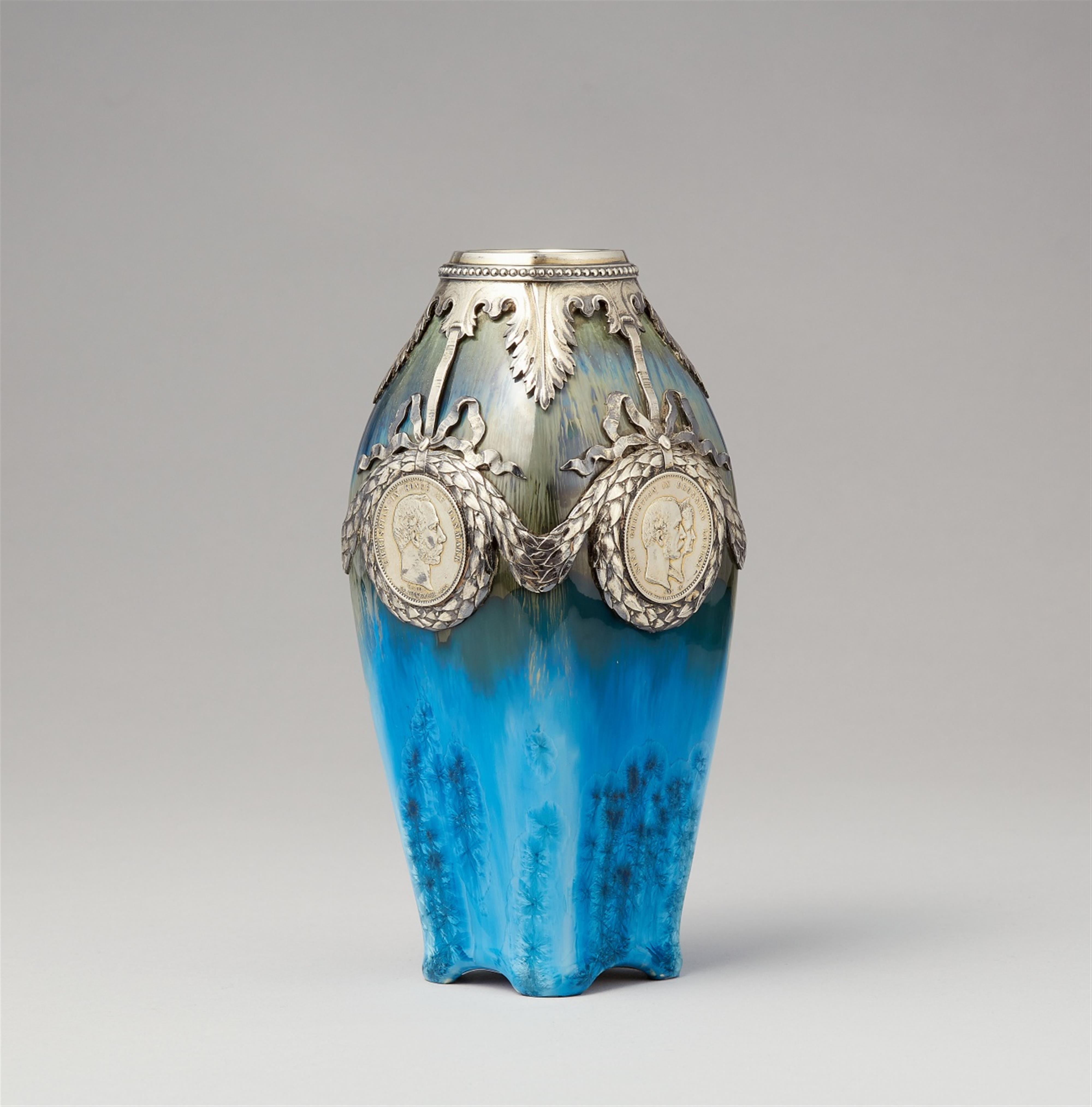 A small silver mounted Royal Copenhagen vase - image-1