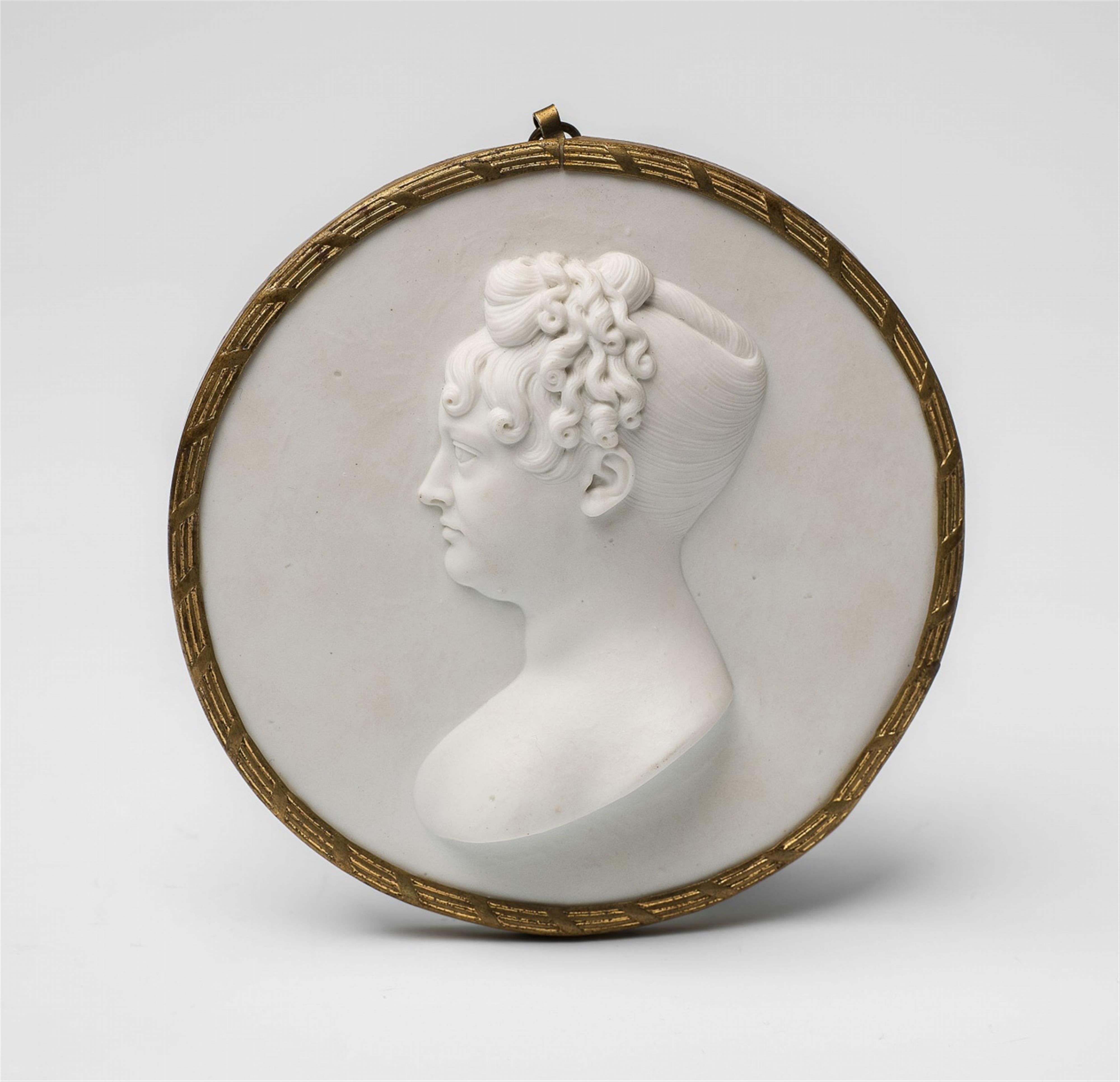 A Nymphenburg porcelain plaque with a portrait of a lady - image-2
