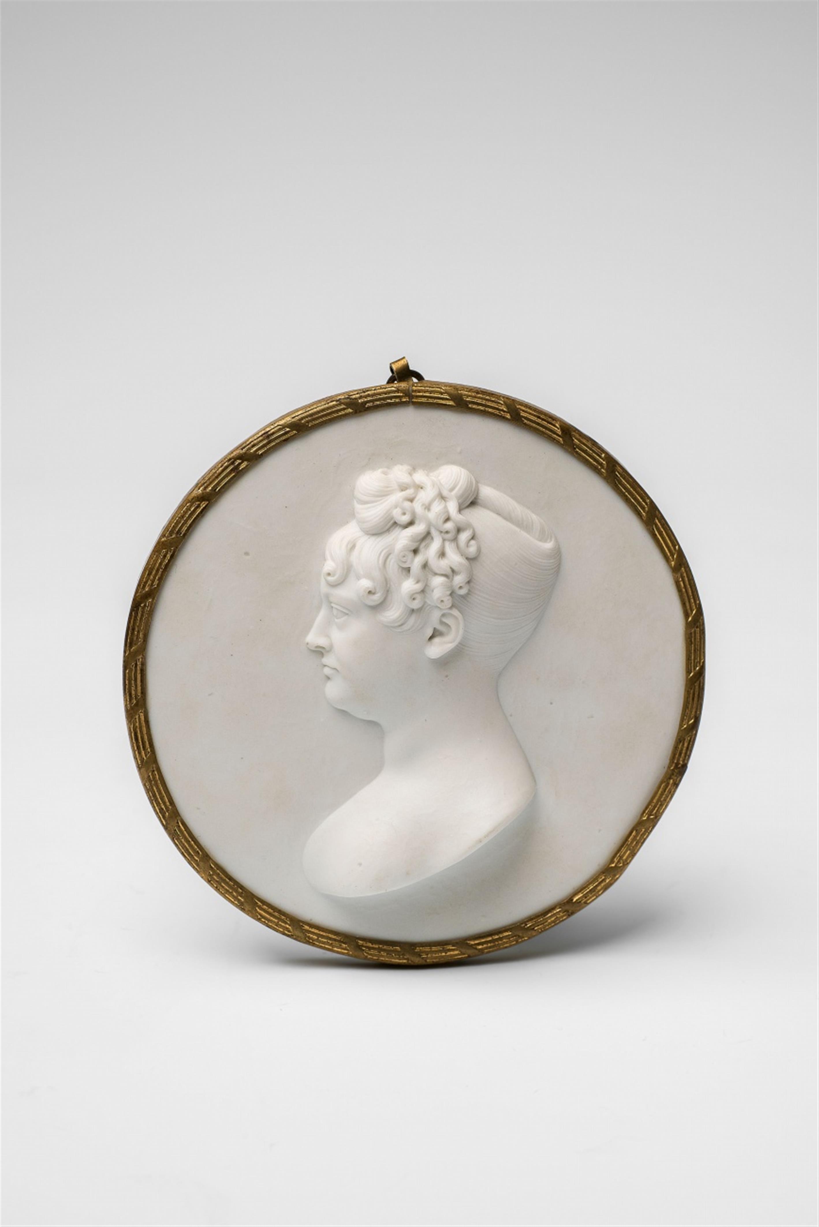 A Nymphenburg porcelain plaque with a portrait of a lady - image-1