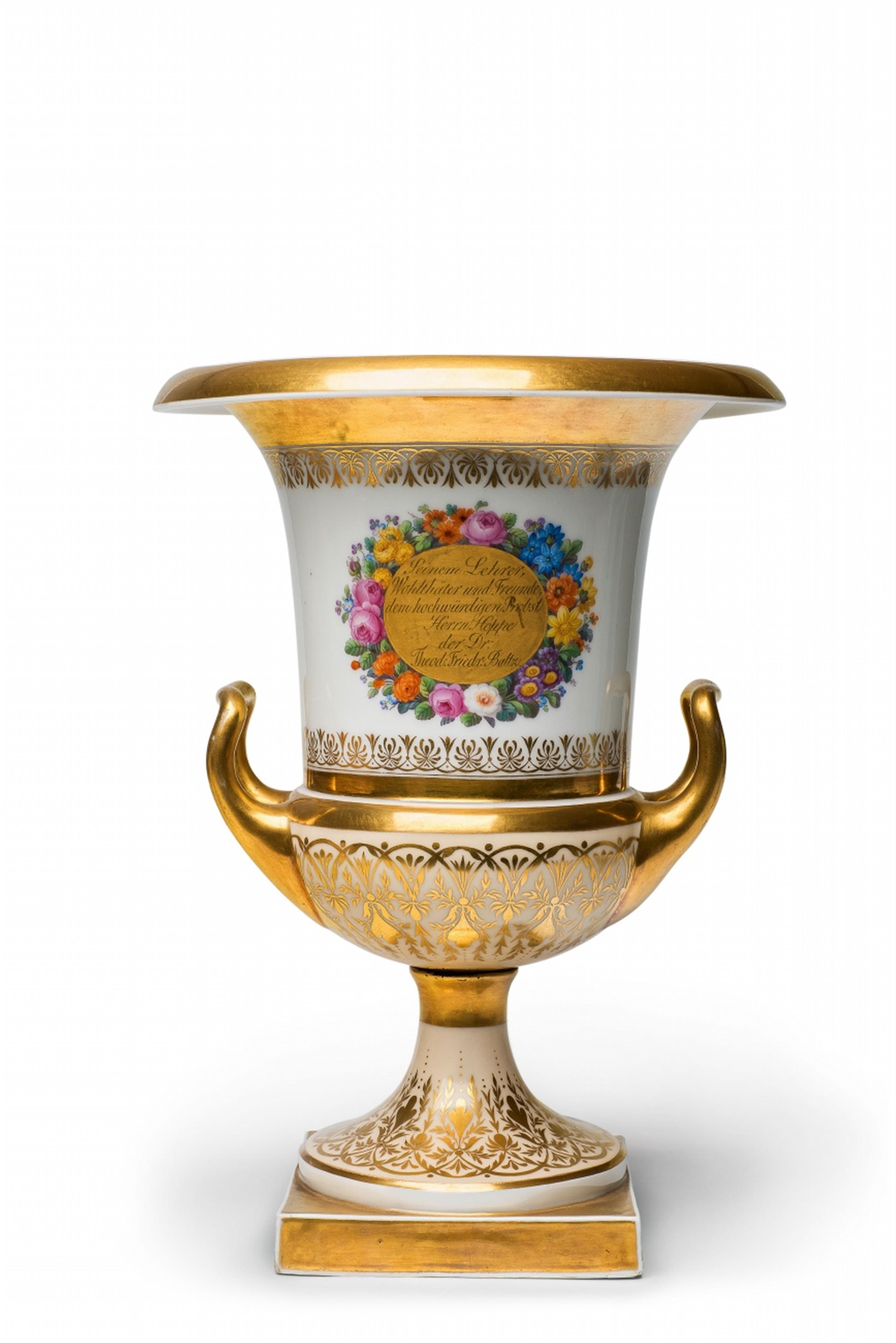 A Berlin KPM porcelain "Redensche vase" with a dedication to Provost Hoppe - image-2