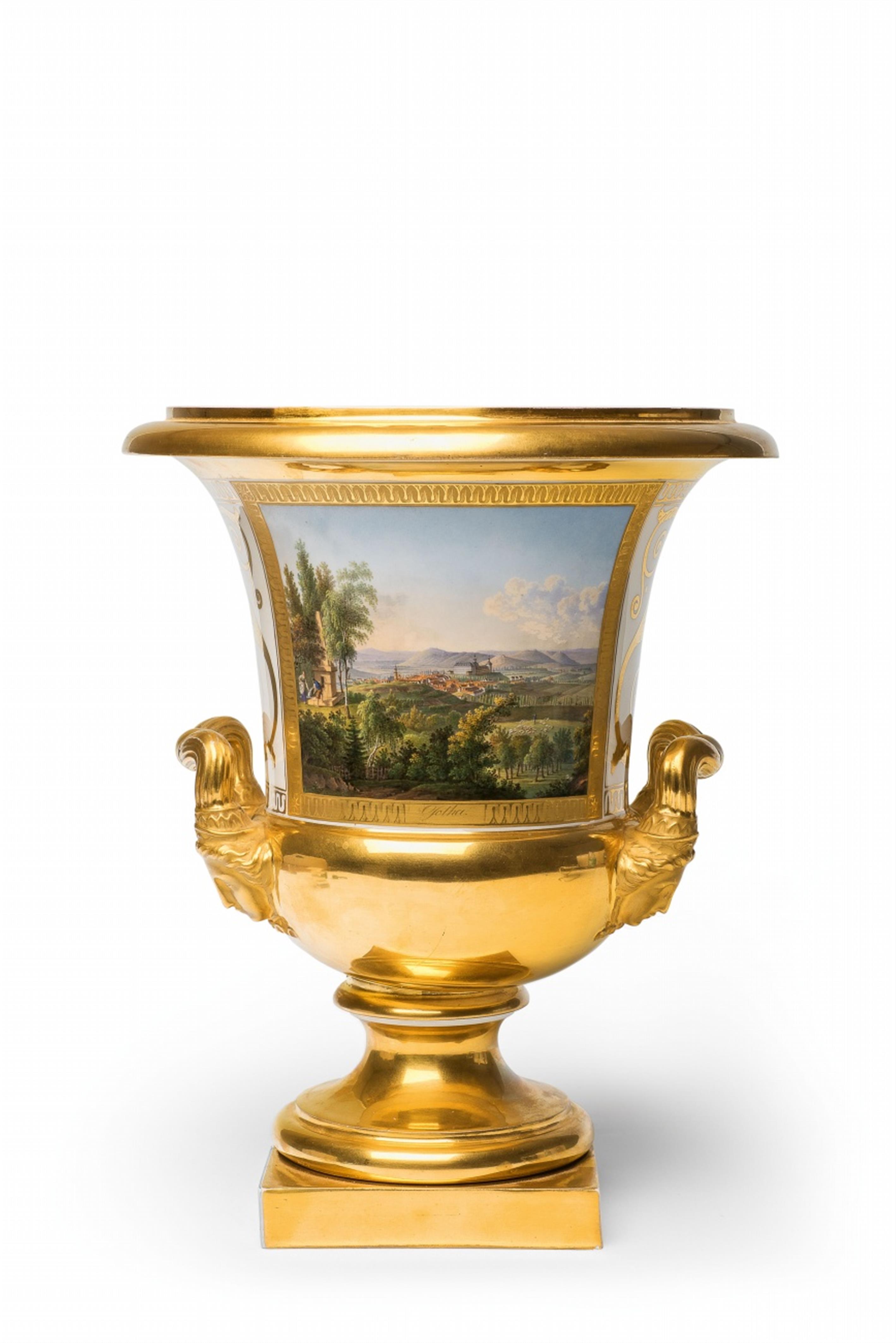 A porcelain krater-form vase with a view of Gotha - image-1