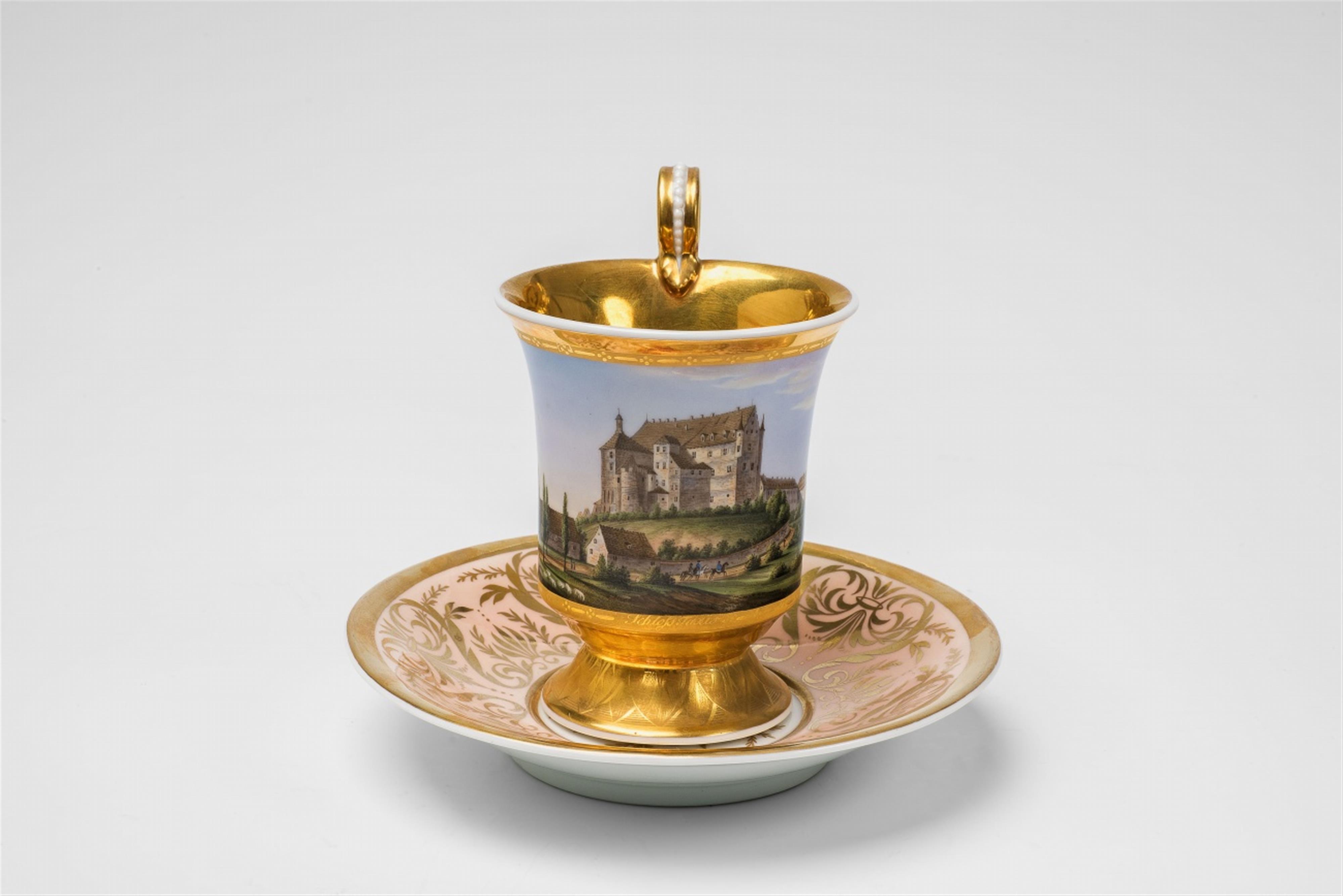 A Berlin KPM porcelain cup with a view of Taxis Castle - image-2