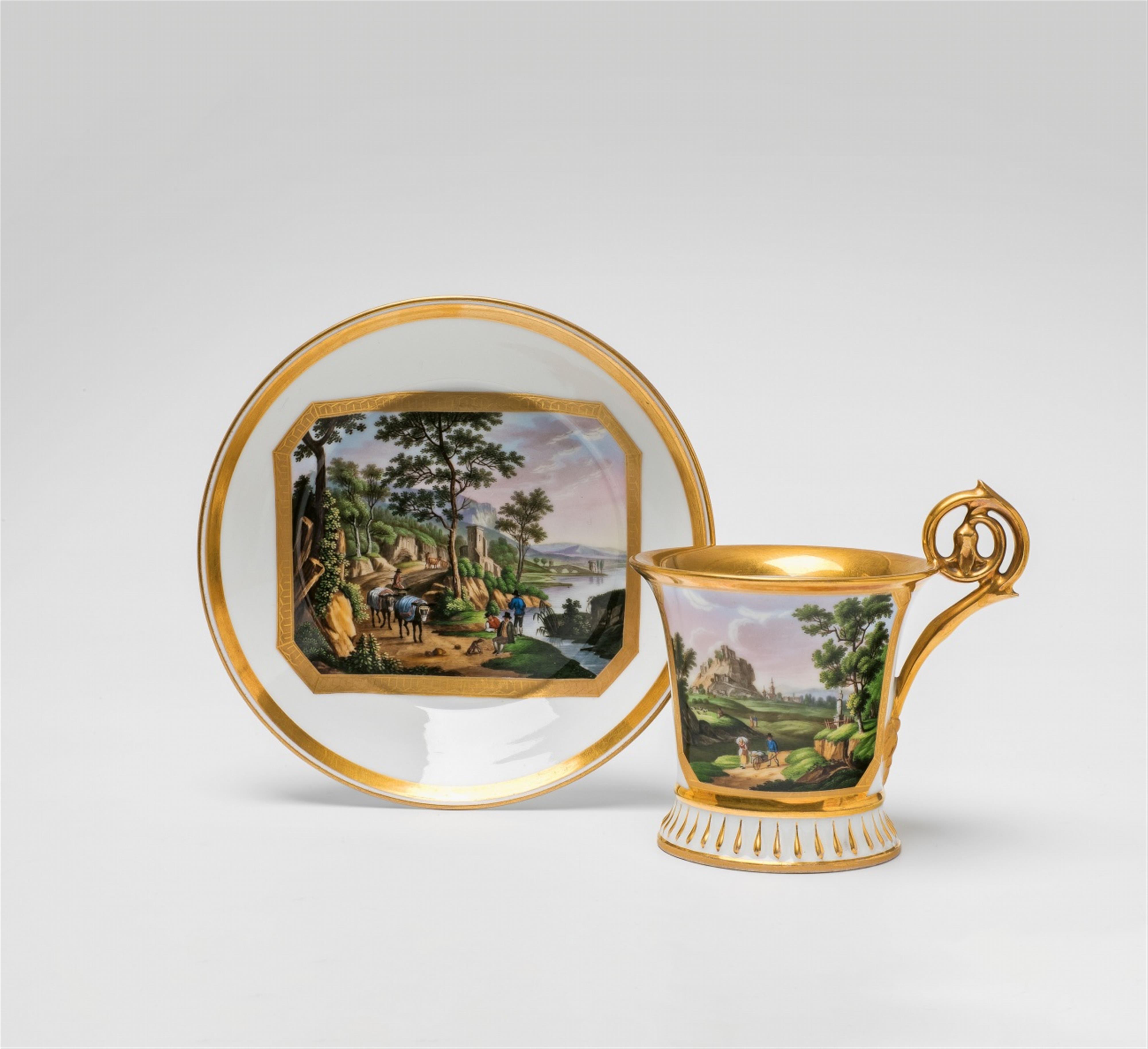 A Bohemian porcelain cup with painted views - image-1