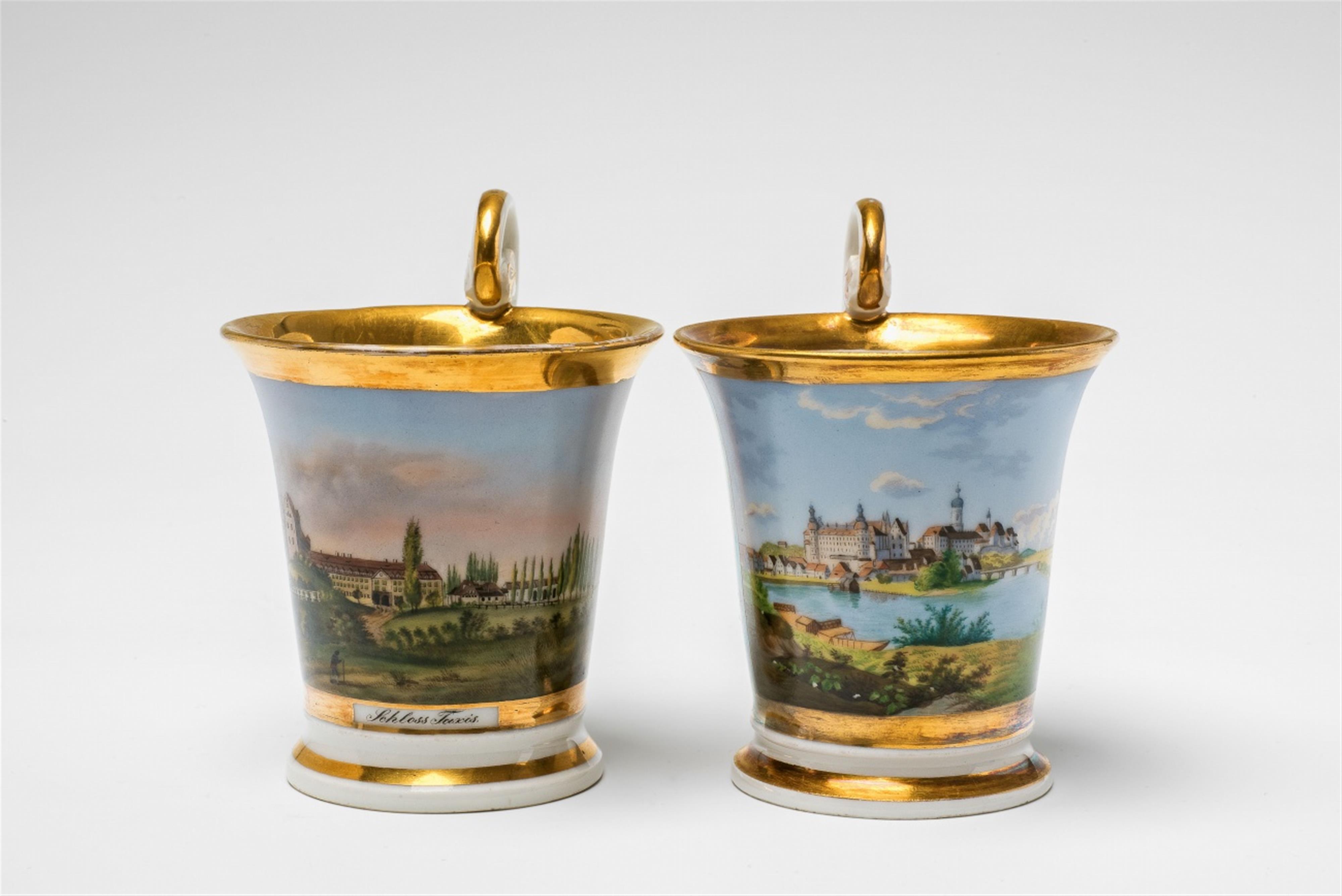 Zwei Tassen mit Ansichten von Neuburg und Schloss Taxis - image-1