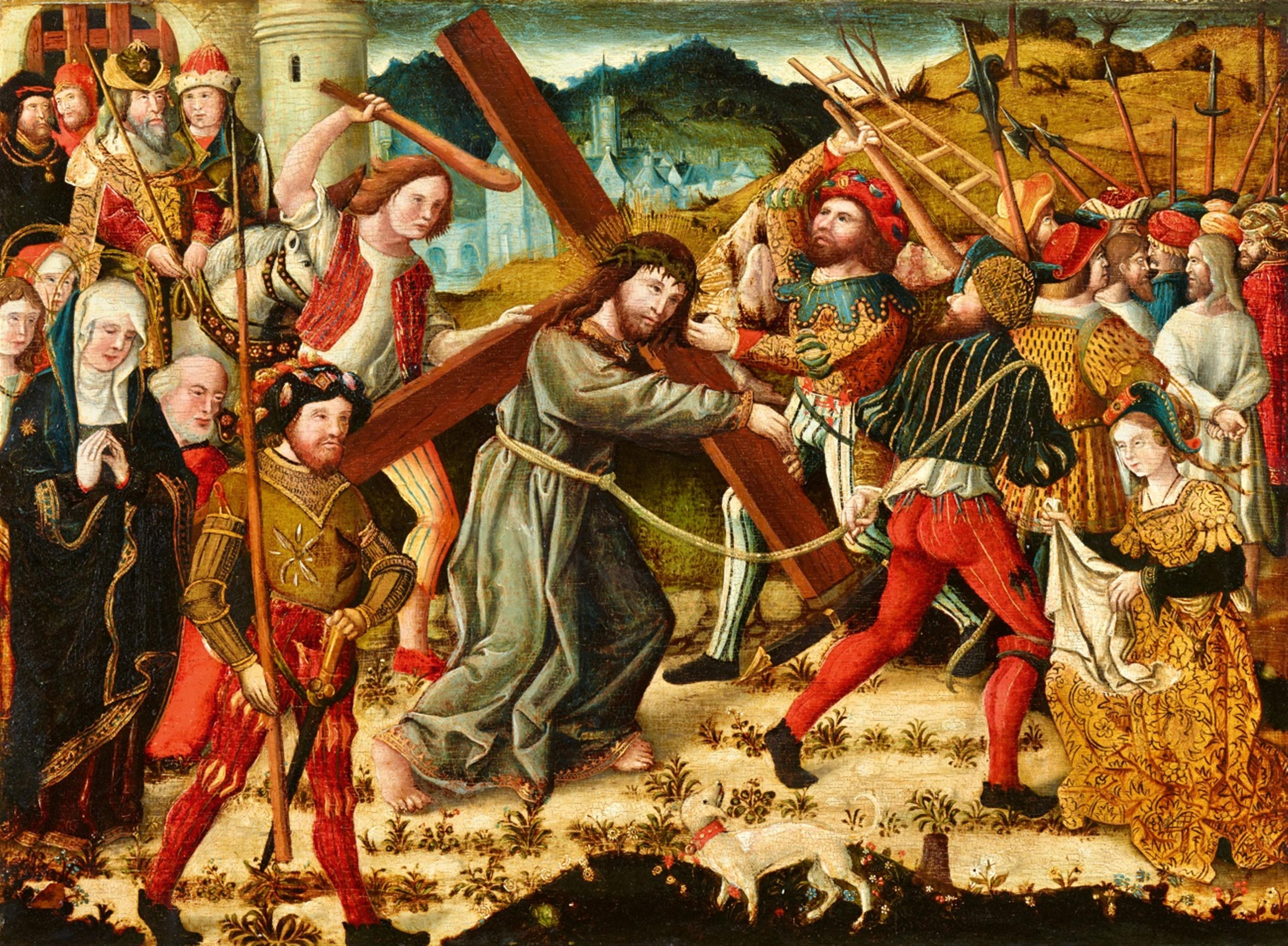 German School late 15th century - Christ Carrying the Cross - image-1
