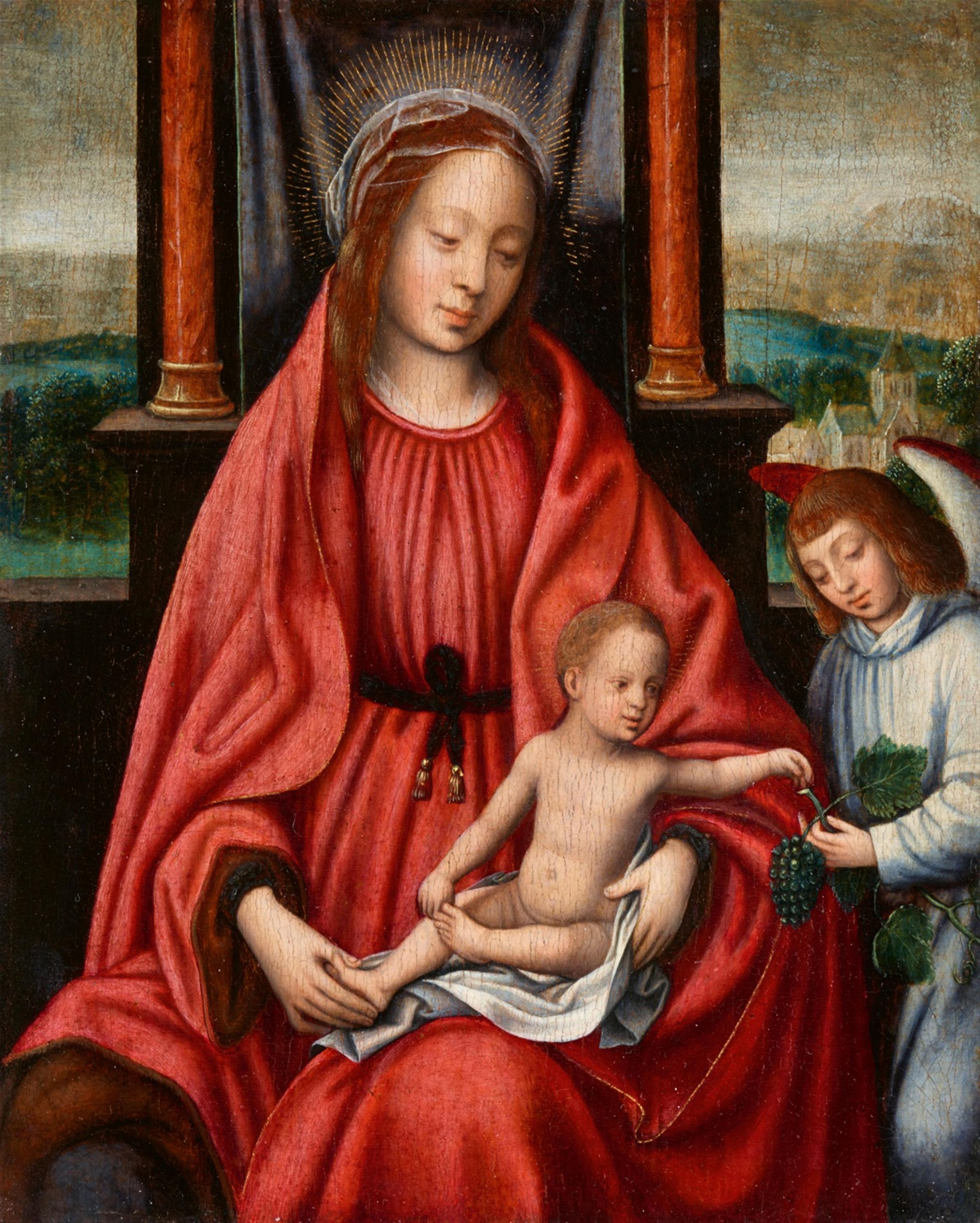 Niederländischer Meister des 16. Jahrhunderts - Muttergottes mit Christuskind und Engel - image-1
