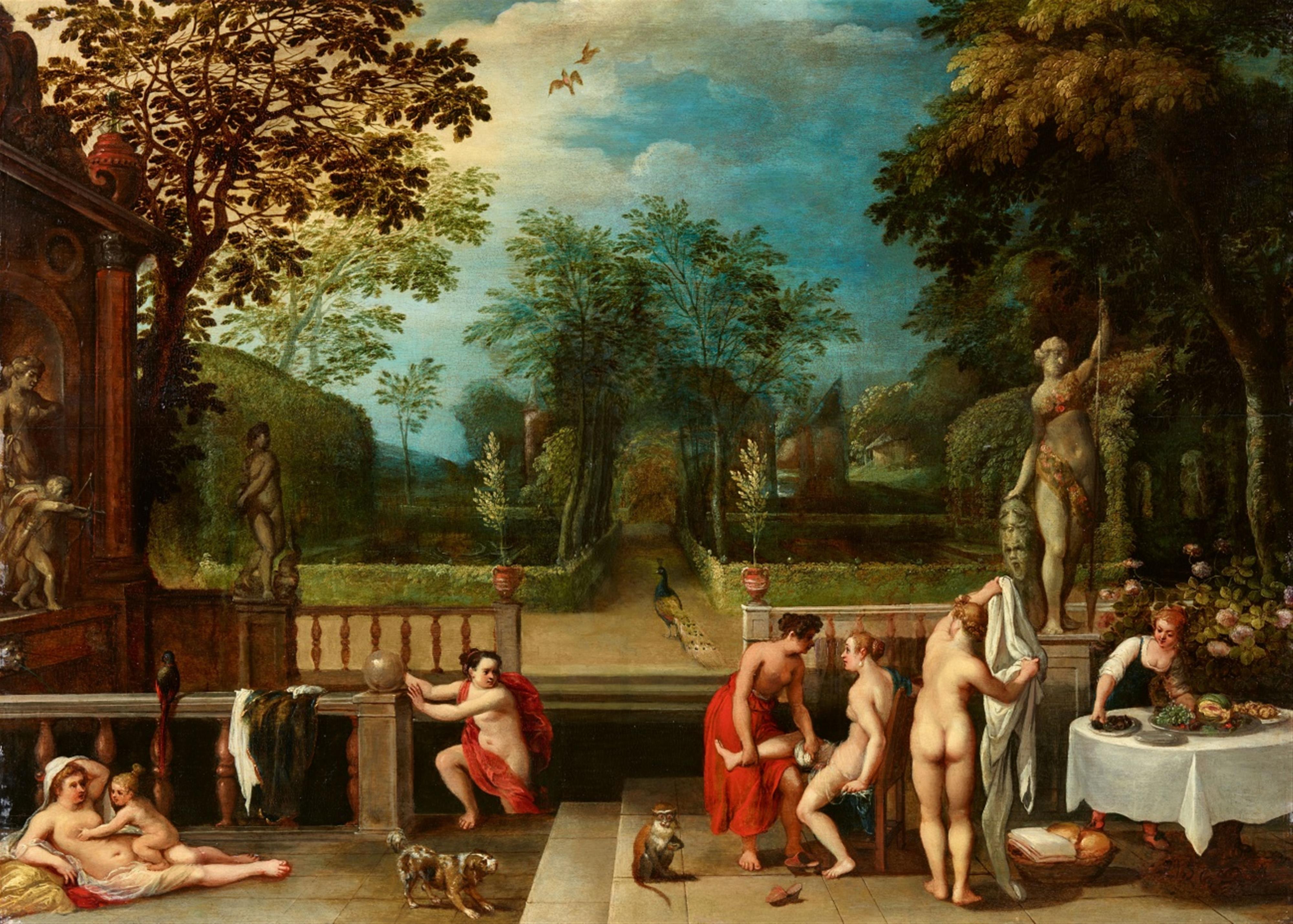 Adriaen van Stalbemt - Bathing Nymphs in a Park Landscape - image-1