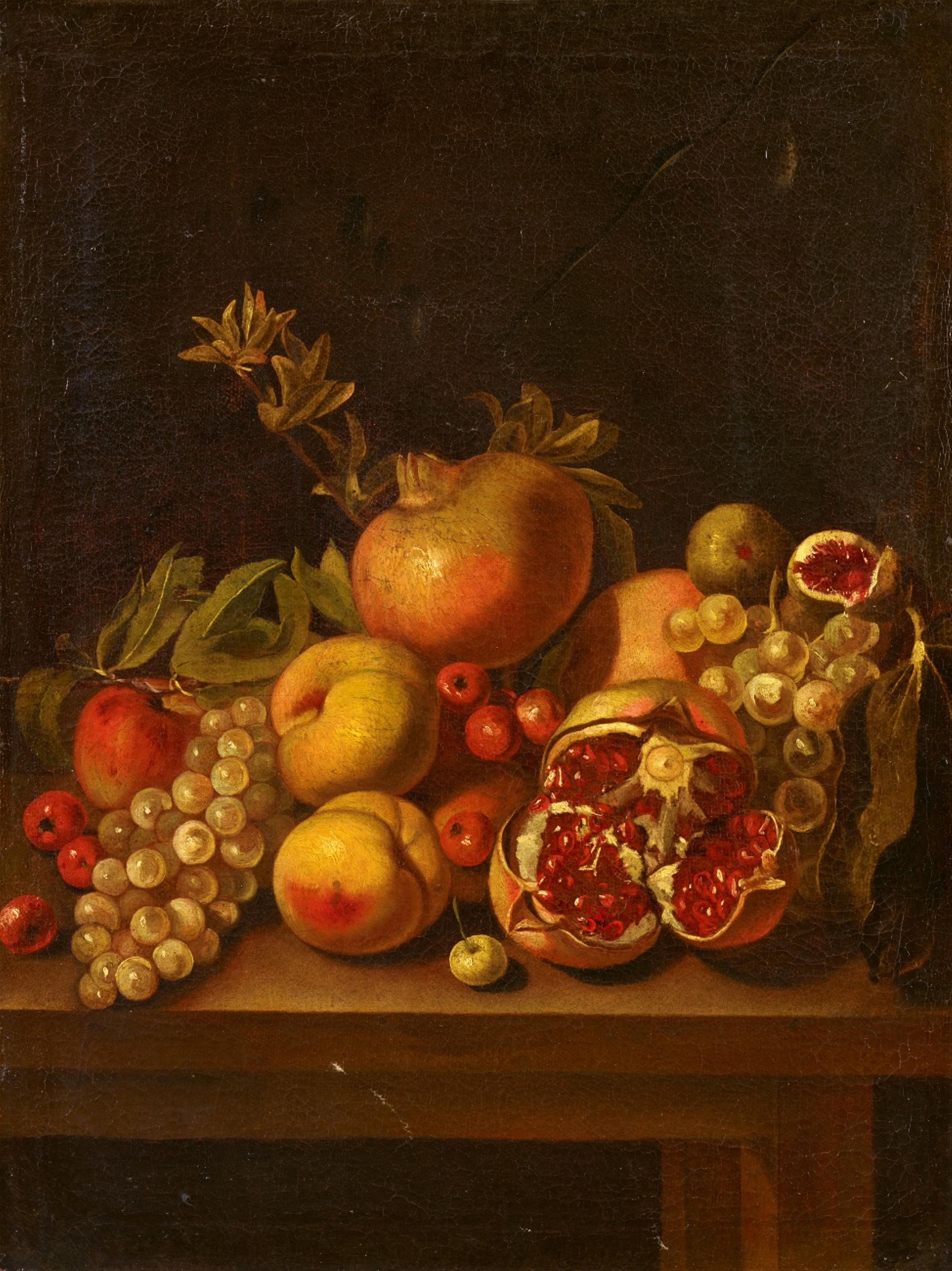 Italienischer Meister des 17. Jahrhunderts - Stillleben mit Granatäpfeln und weiteren Früchten auf einer Tischplatte - image-1