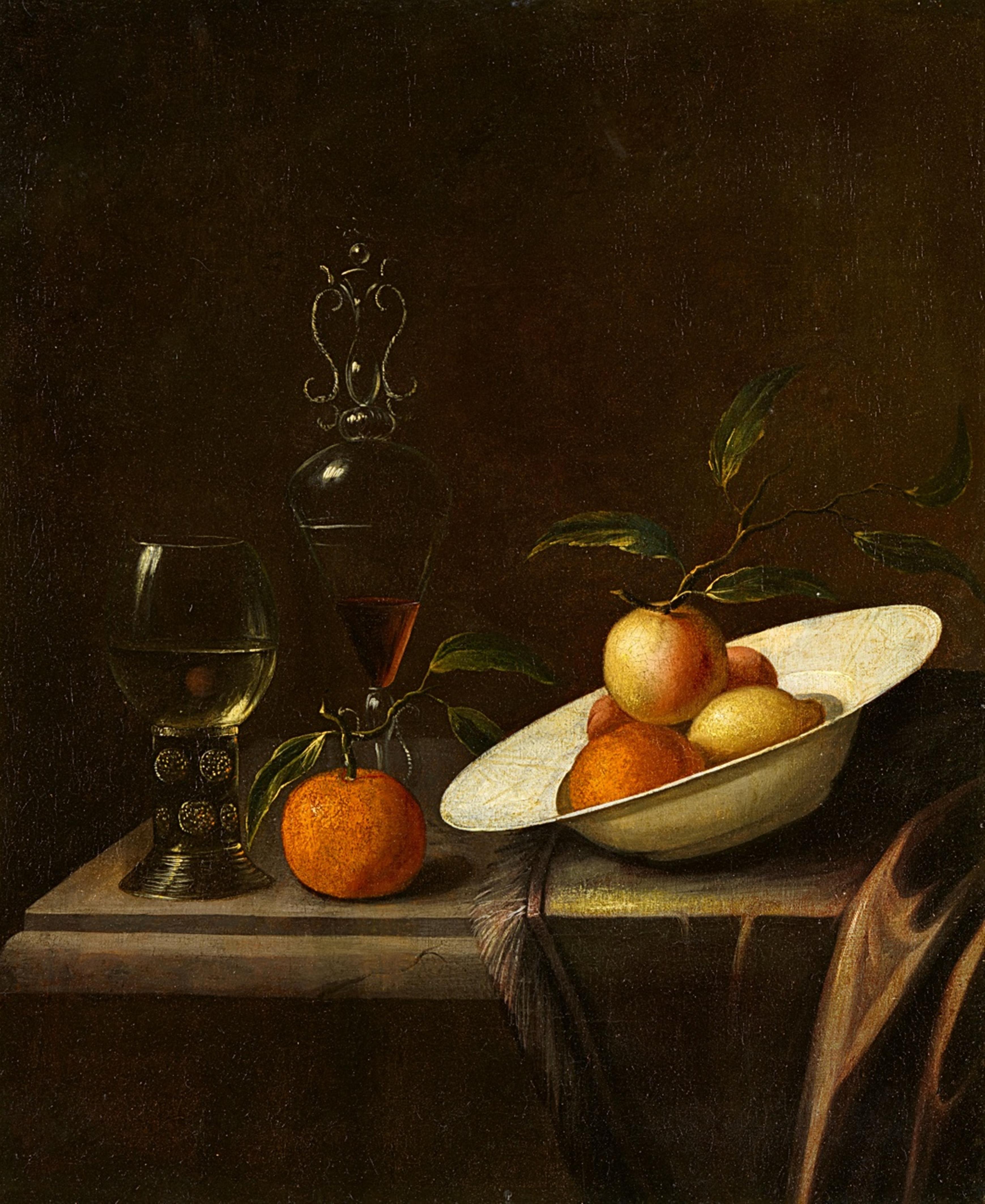 Netherlandish School 17th century - Still Life with Fruit, a Rummer, and a Glass Goblet - image-1