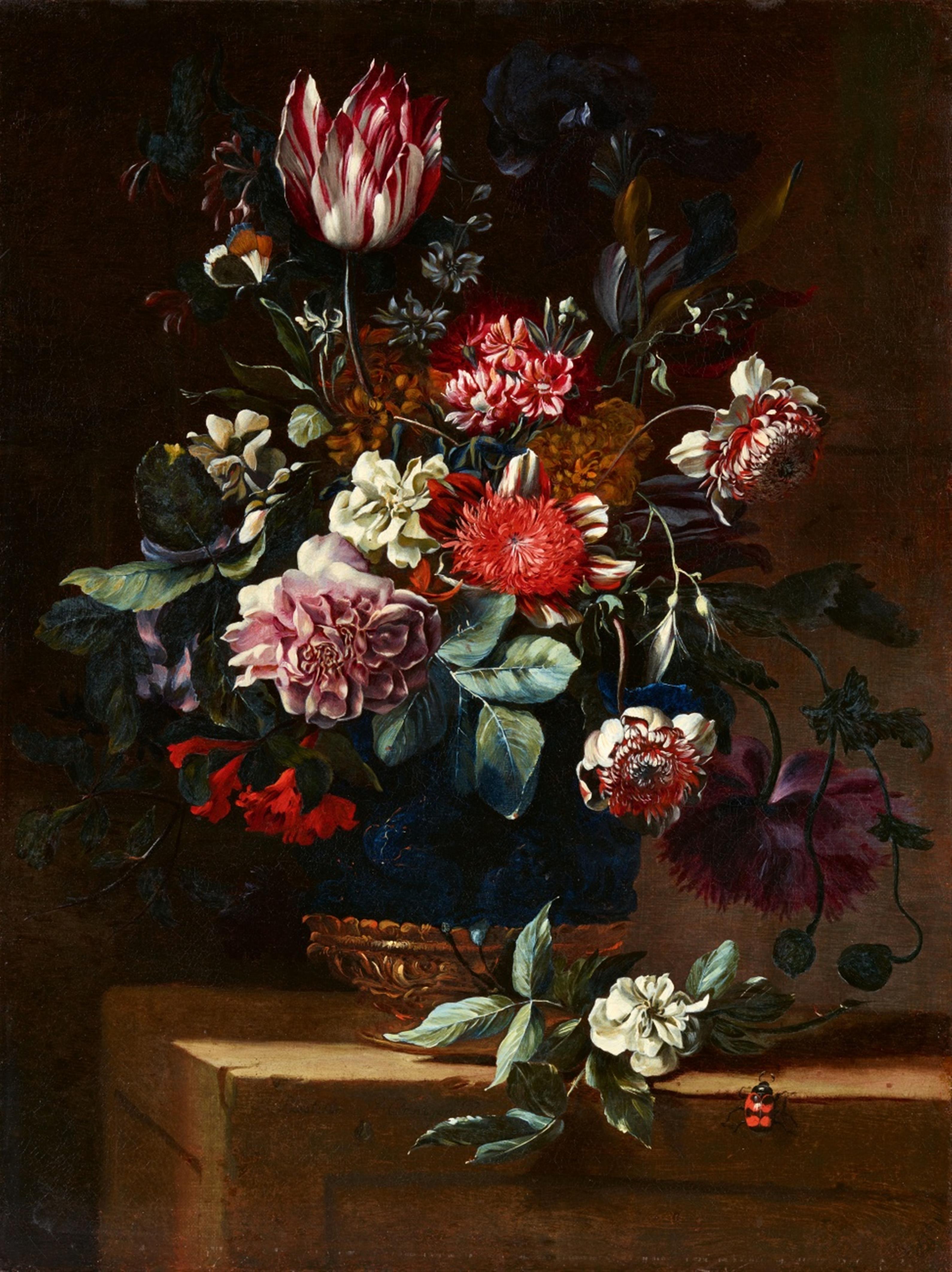 Jean-Baptiste Monnoyer - Still Life with a Tulip, Peonies, and Roses - image-1