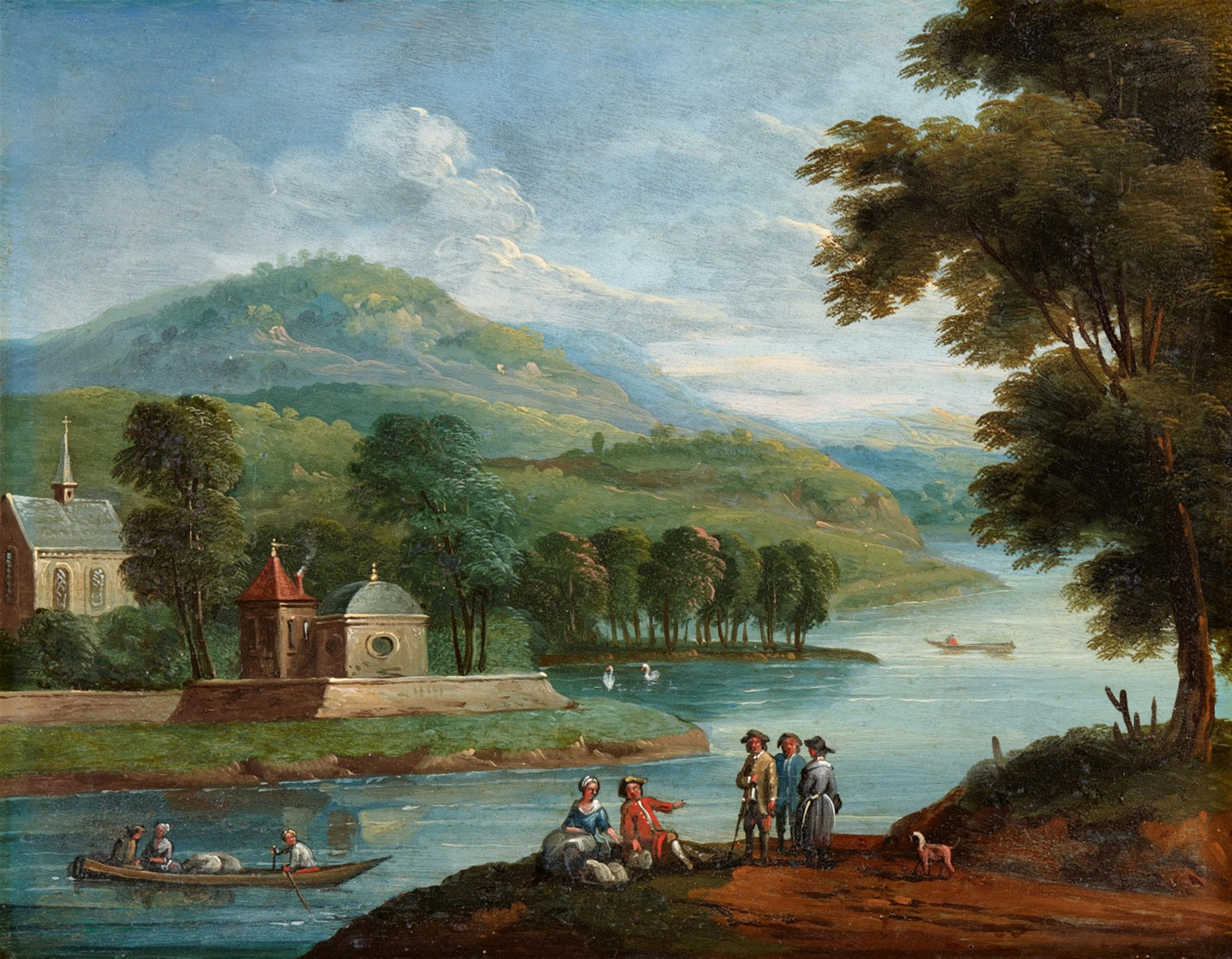 Jan Frans van Bredael - Landscape with a Lake and Figures - image-2