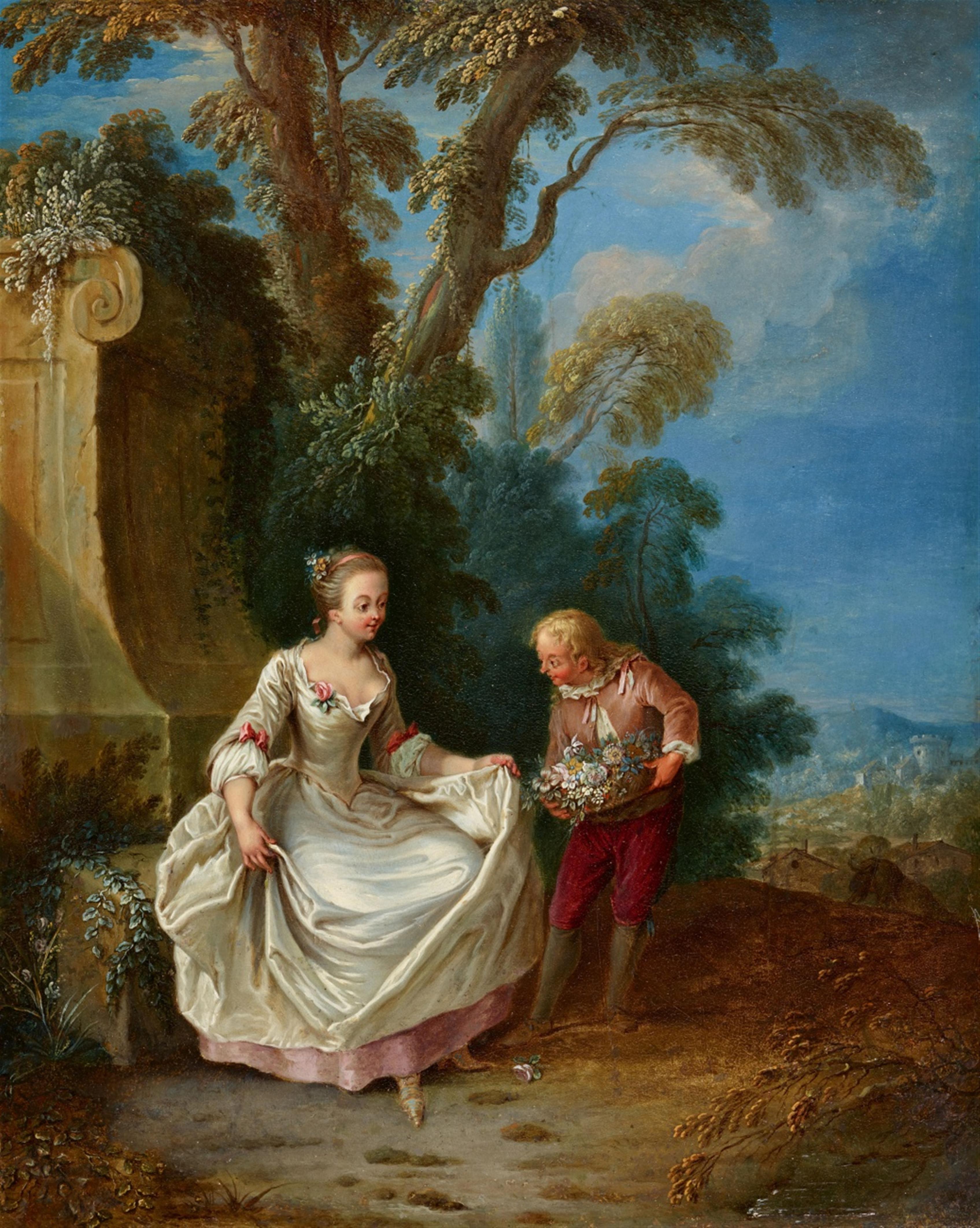German or French artist 18th century - Courtship Scene in a Park - image-1
