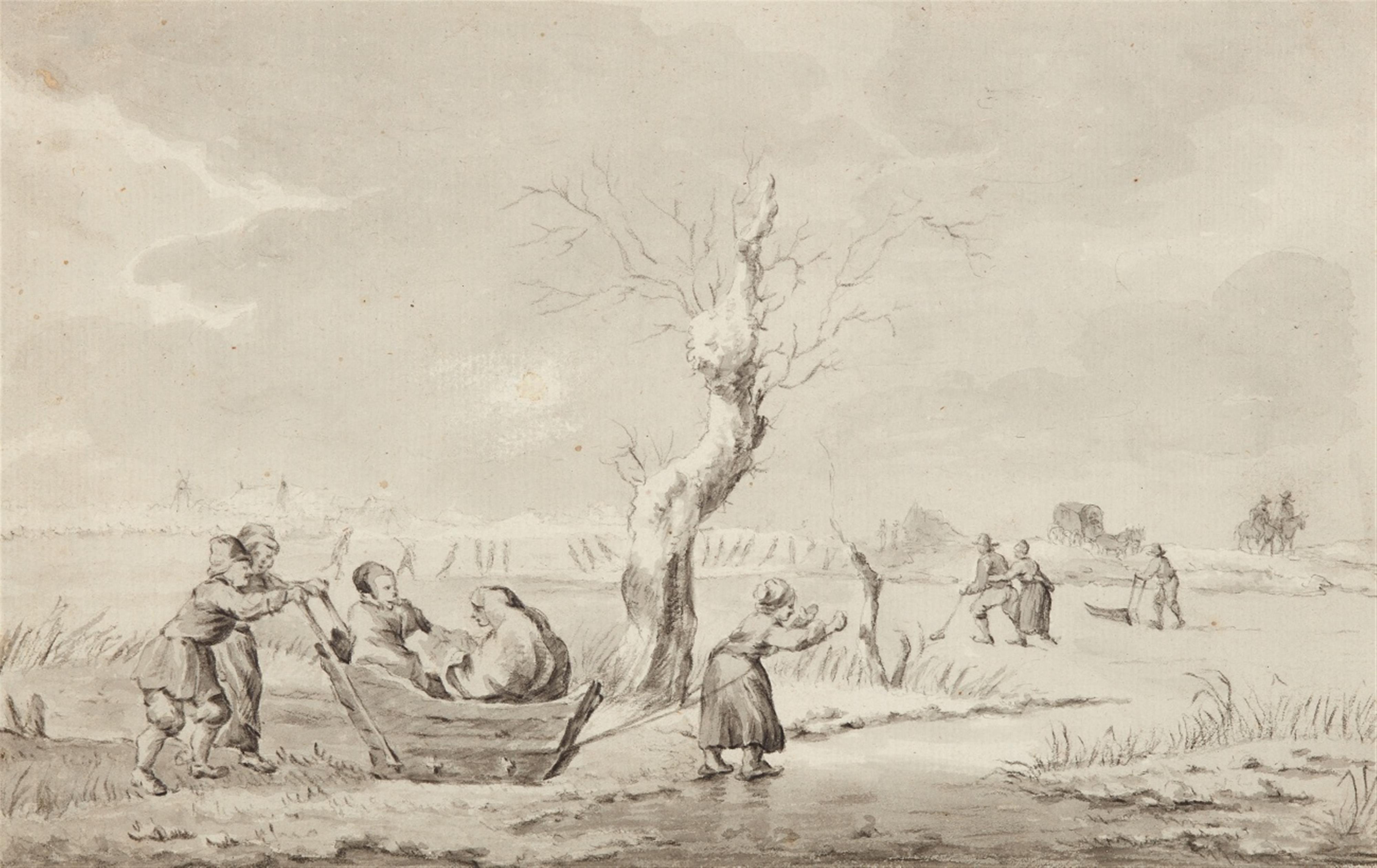 Klaes (Nicolaes) Molenaer, attributed to - Winter Scene with Ice Skaters - image-1