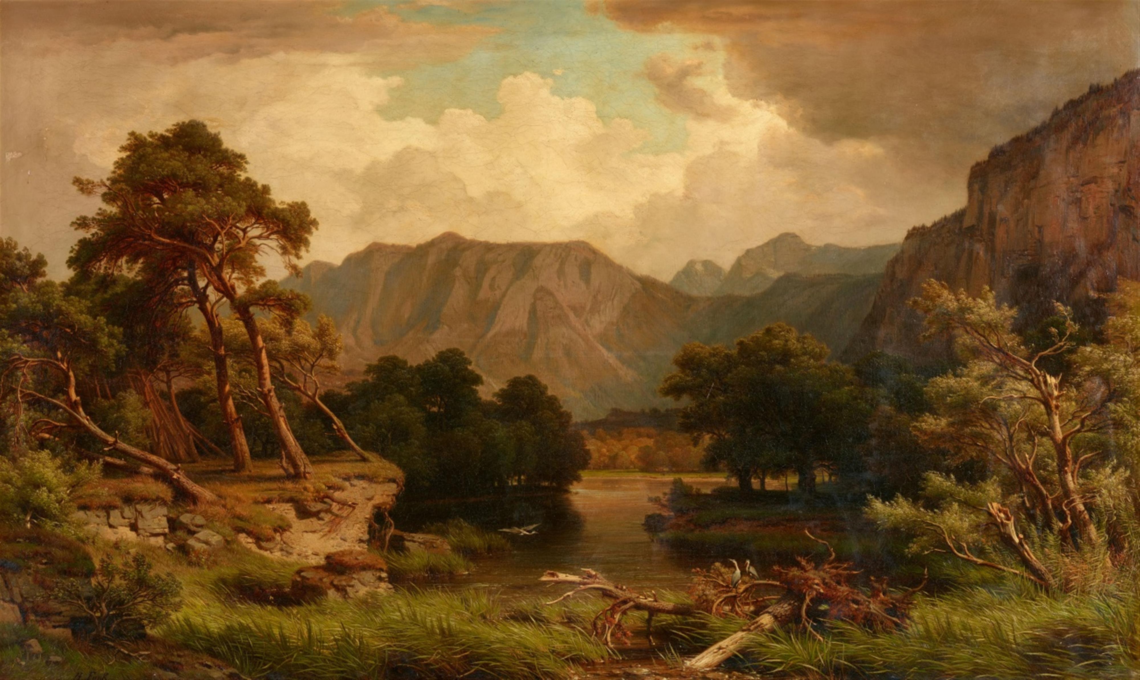 Heinrich Funk - Herons at a Mountain Lake - image-1